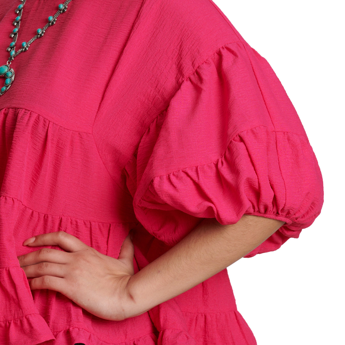 Rockin C Women’s Hot Pink Tiered Ruffle Top - Image 1