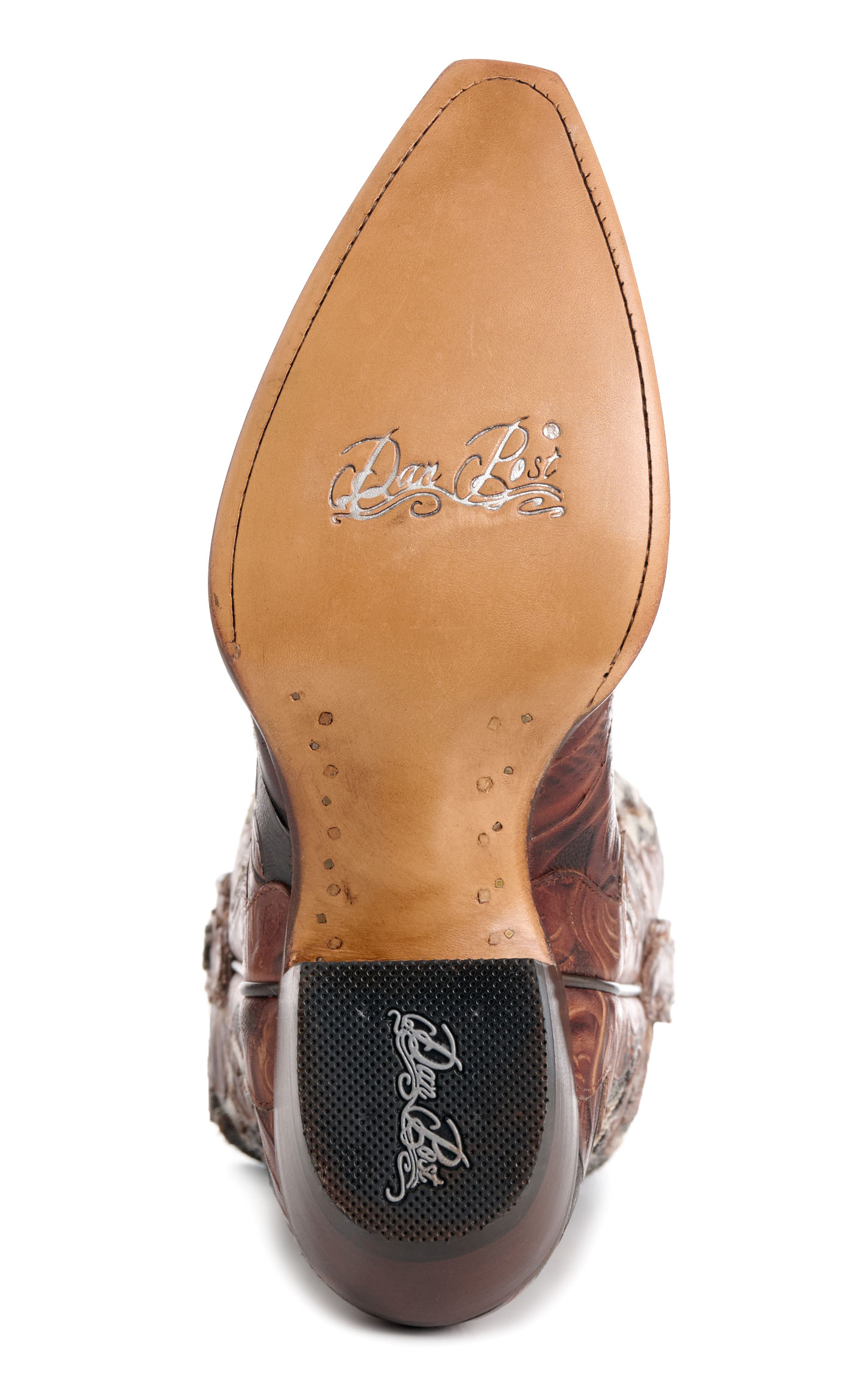 Dan Post Women’s Brown Andrinna Tooled Leather & Hair On Snip Toe Cowboy Boots - Image 1