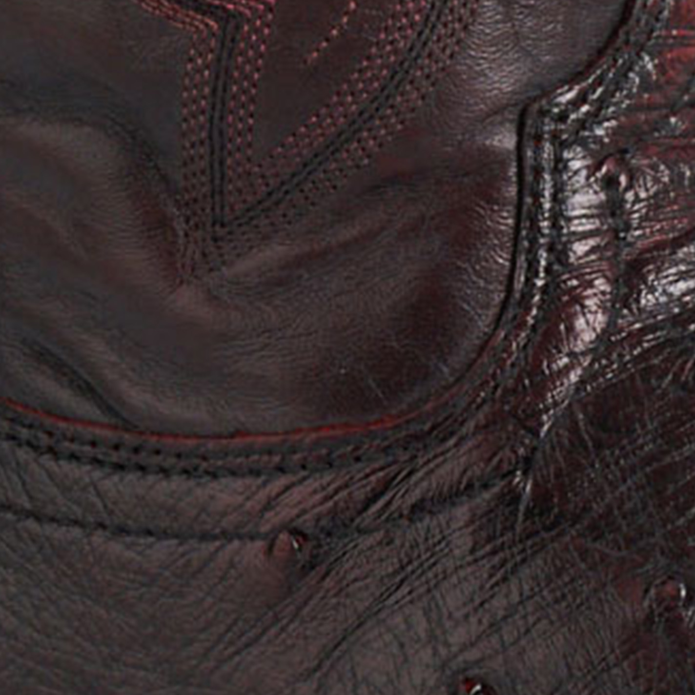 Lucchese Men’s Black Cherry Full Quill Ostrich 7 Toe Exotic Cowboy Boots - Image 1