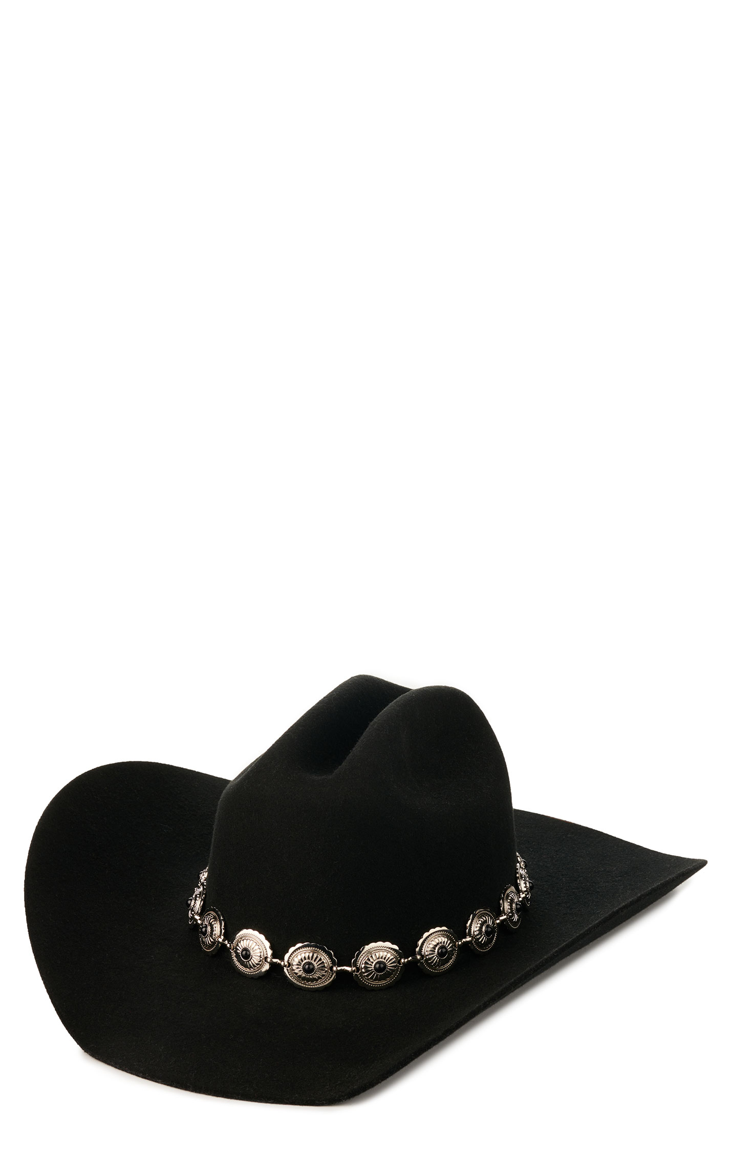 3D Belt Co. Silver with Black Stones Concho Hat Band - Image 1