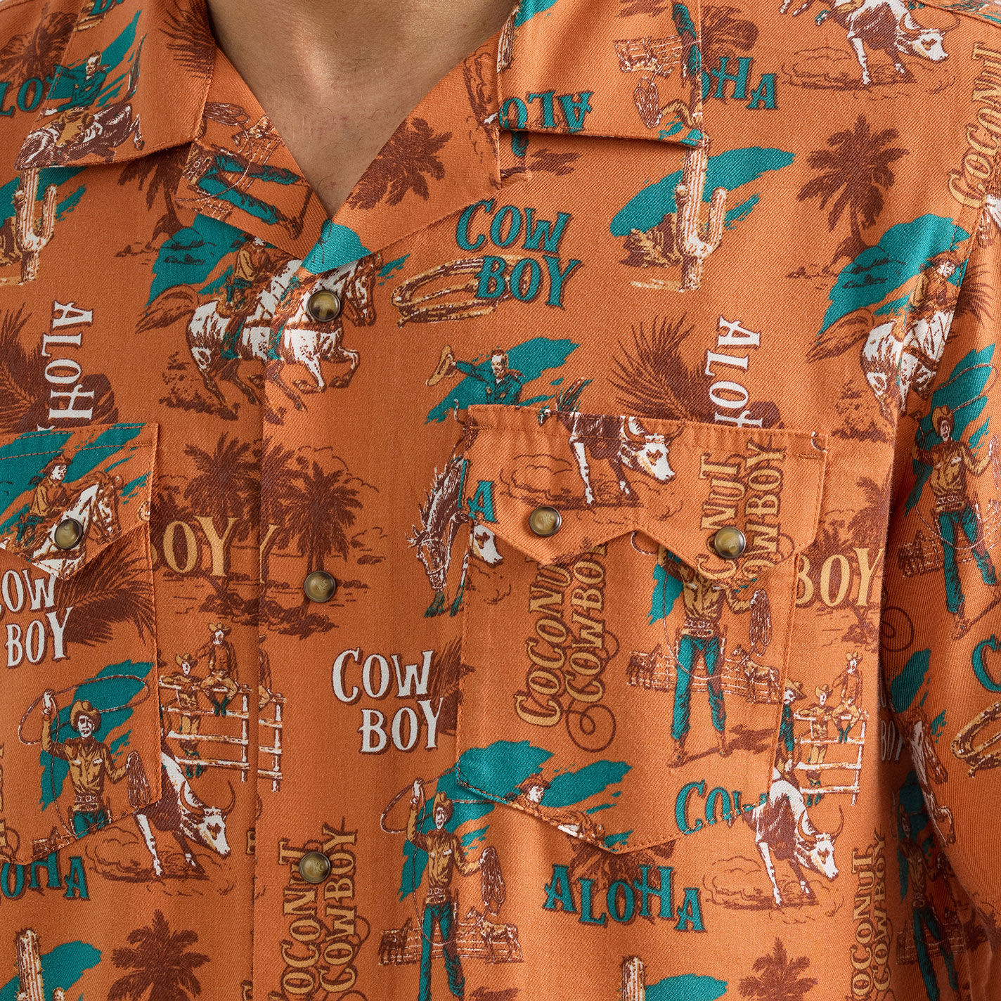 Wrangler Men's Coconut Cowboy Tangerine Hawaiian Shirt - Image 1