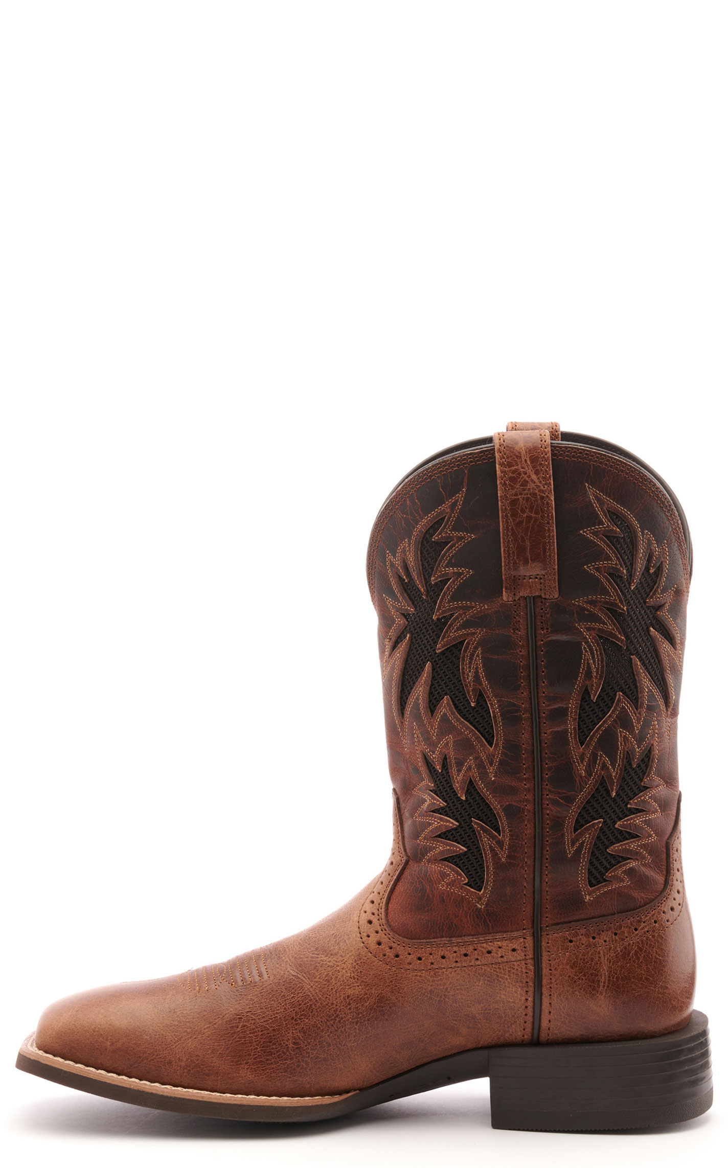 Ariat Men's Sport Cool Dark Tan VentTEK Wide Square Toe Cowboy Boots - Image 1