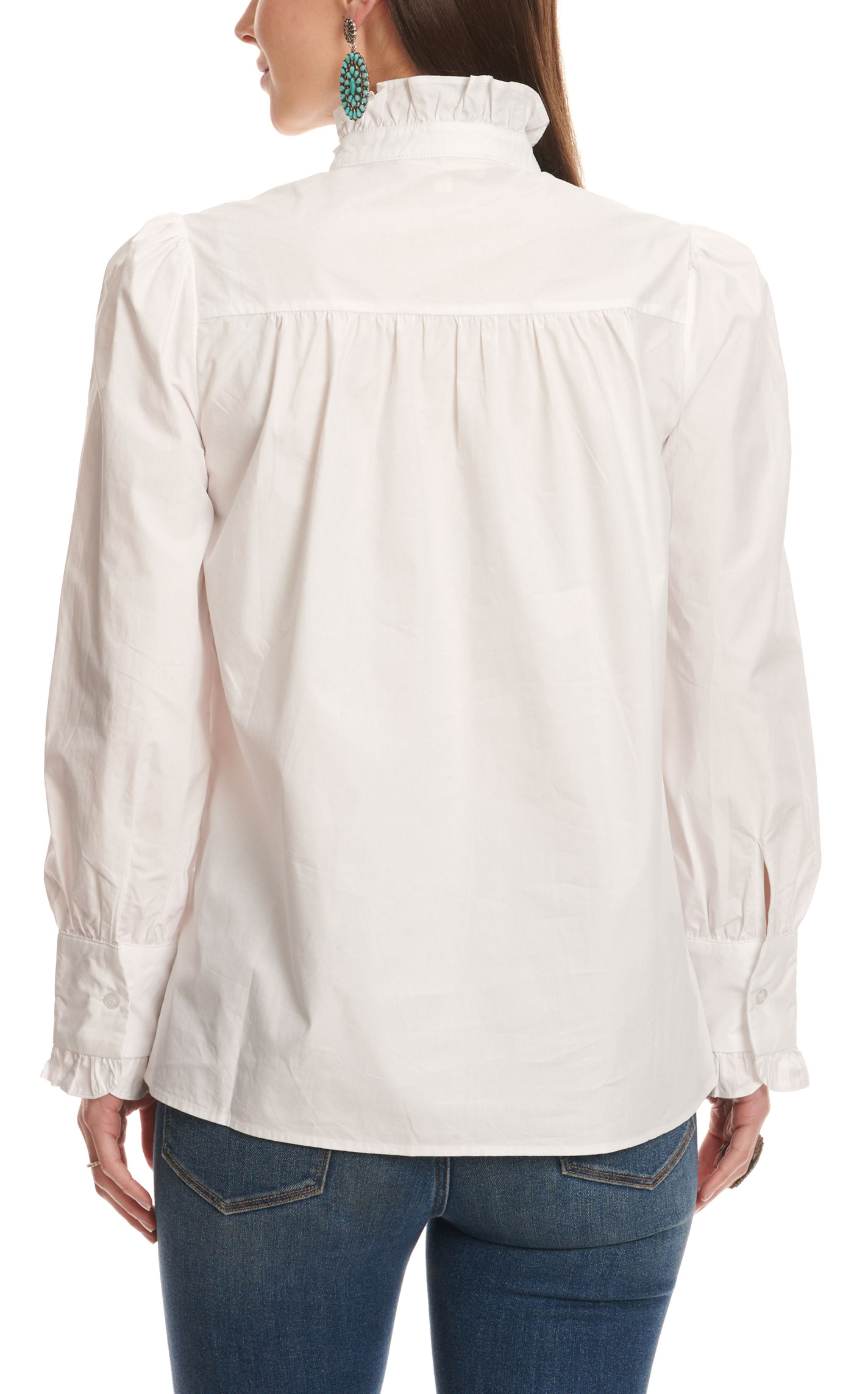 MAZIK Women's White Solid Ruffled Classic Top - Image 1
