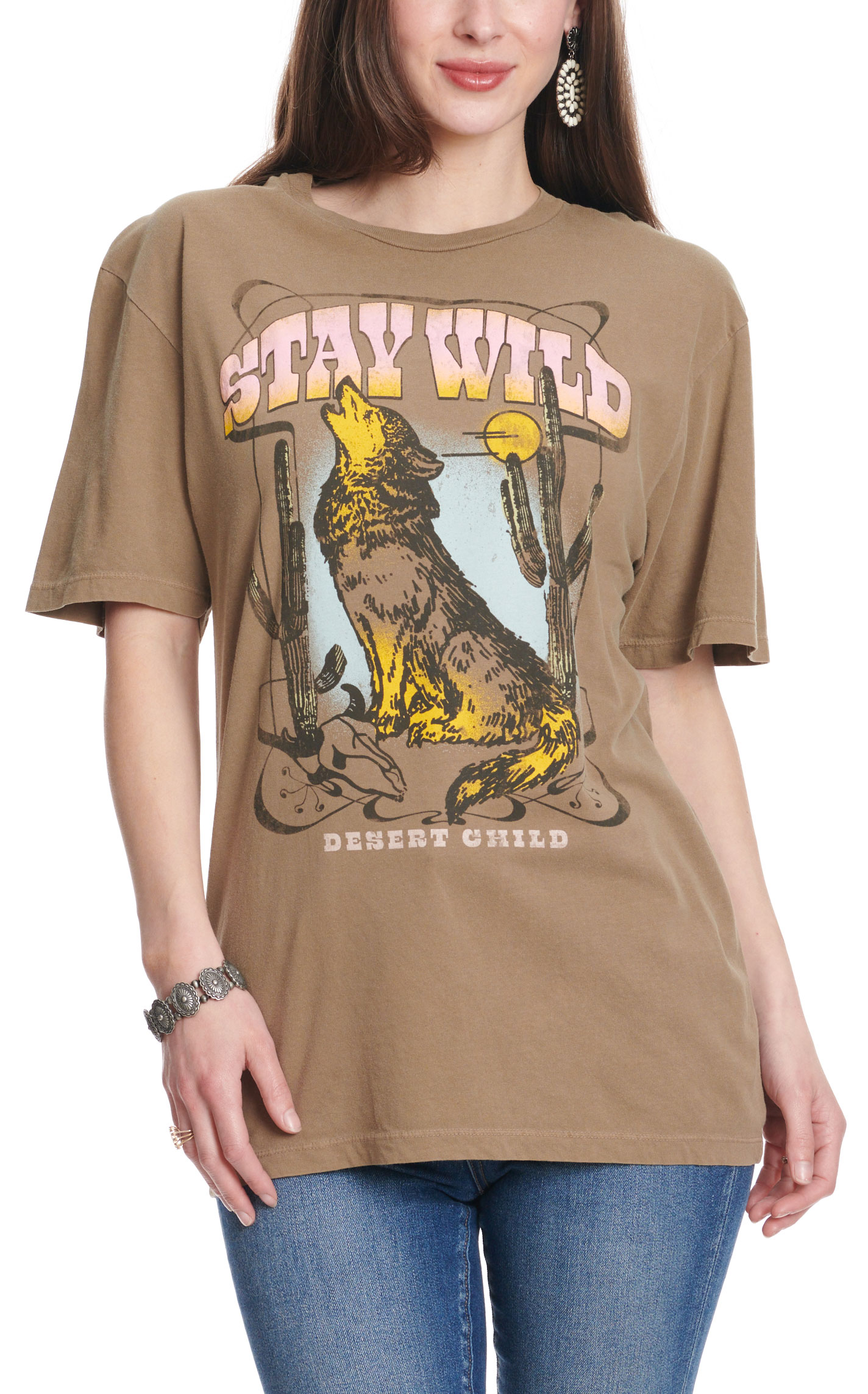 Ariat Women's Toasted Olive Stay Wild Desert Child Logo Graphic T-Shirt - Image 1