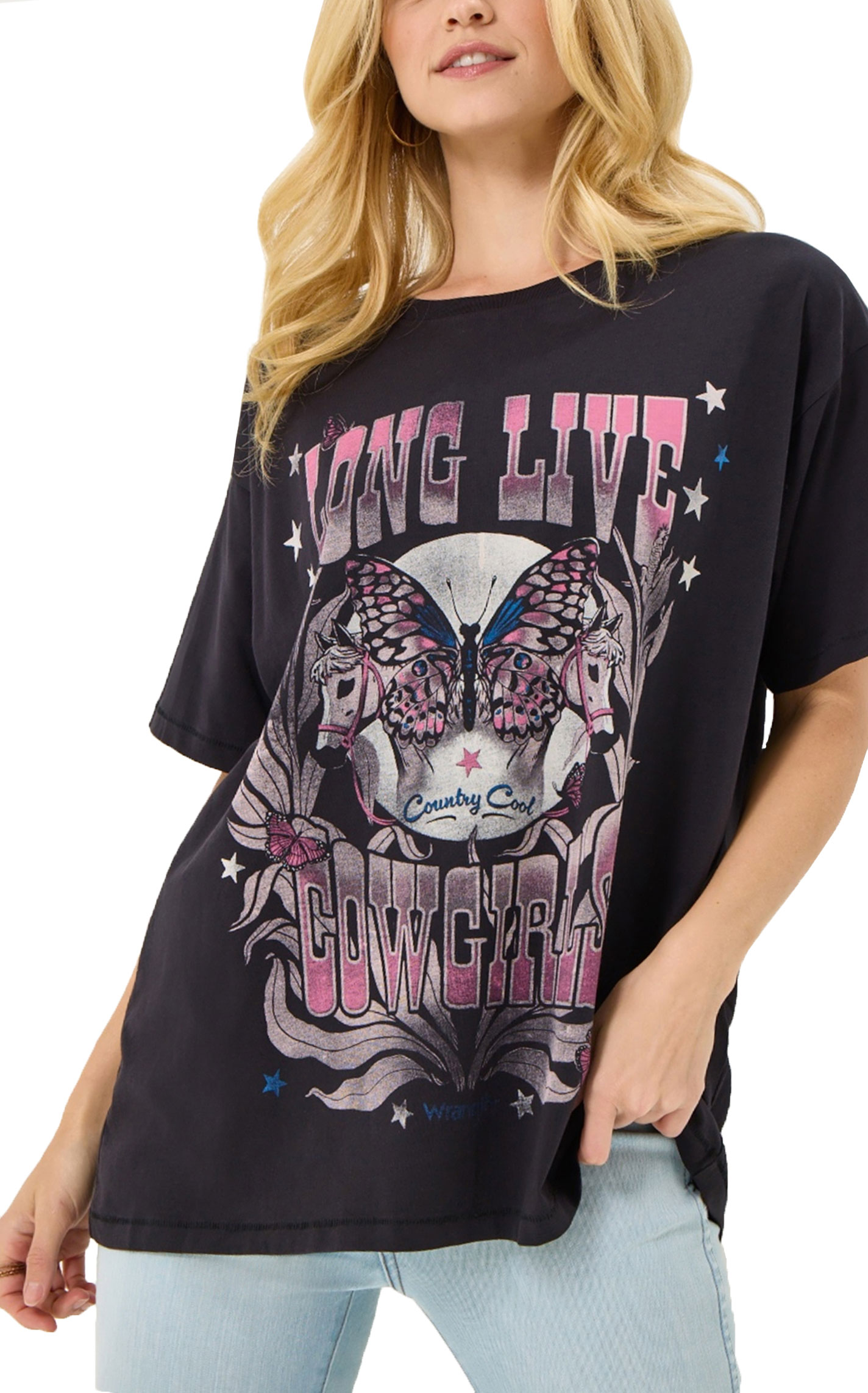 Wrangler X Lainey Wilson Women's Black Long Live Cowgirls T-Shirt - Image 1
