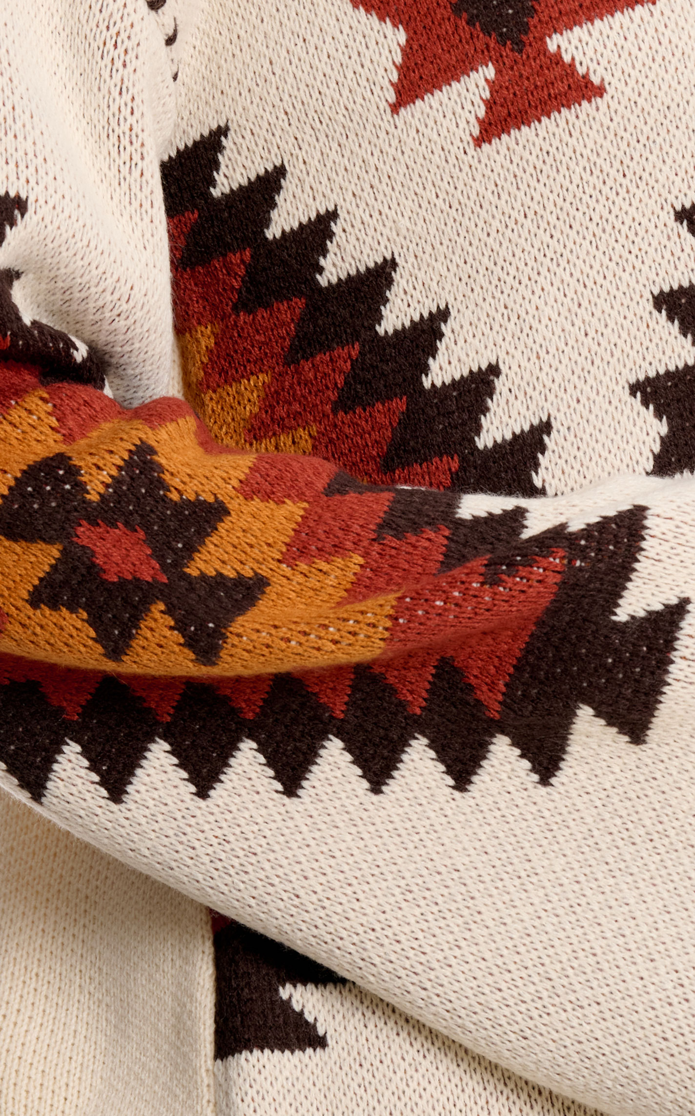 Rockin C Women's Oatmeal & Sunset Aztec Whipstitch Sweater - Image 1