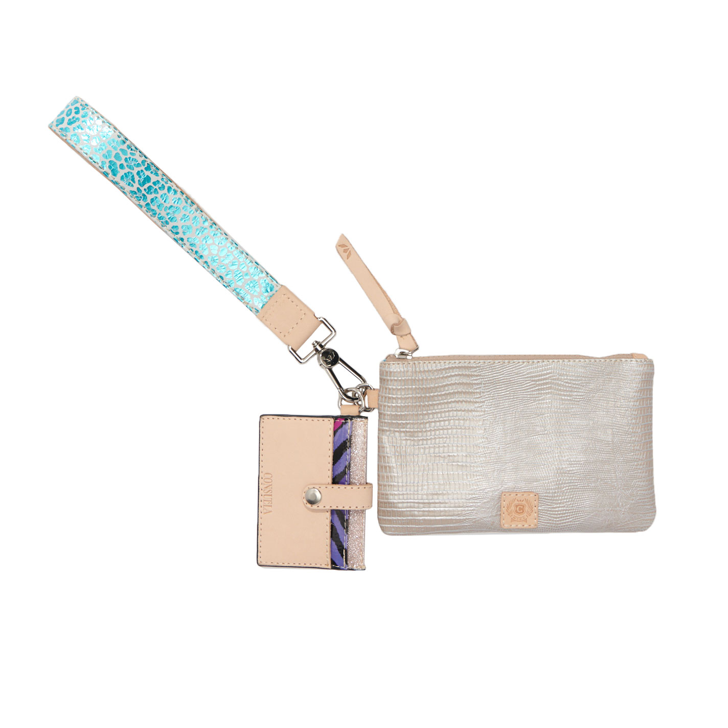 Consuela Celeste Silver Reptile Texture Combi Wallet - Image 1