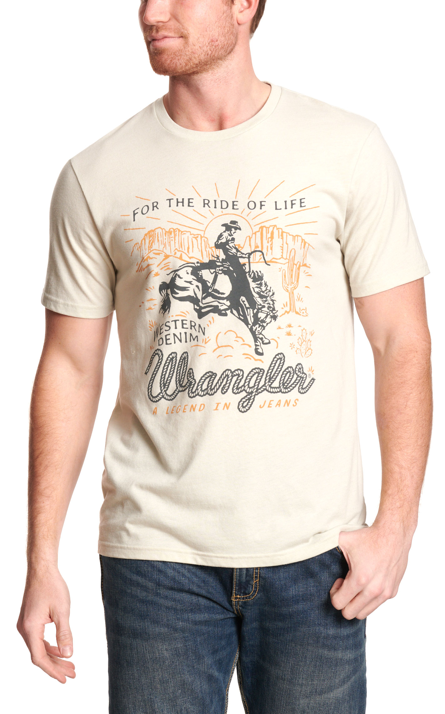 Wrangler Men's Bone Desert Rider Logo Graphic T-Shirt - Image 1