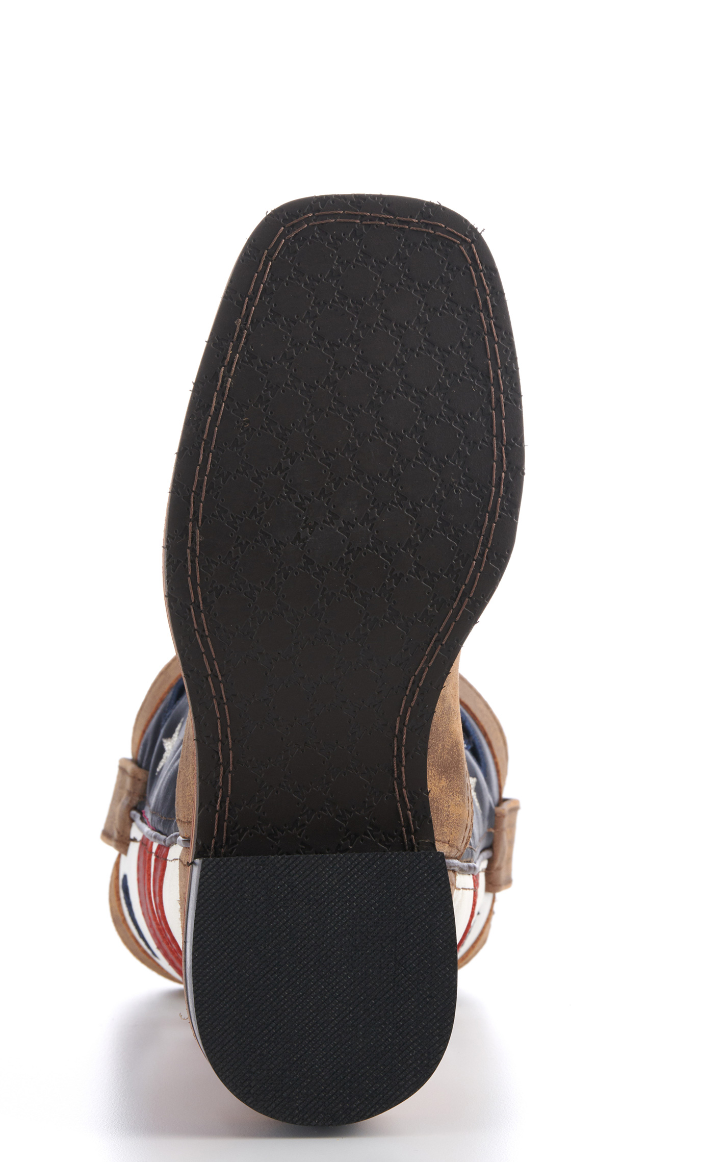 Smoky Mountain Kids Distressed Brown and USA Flag Square Toe Cowboy Boots - Image 1