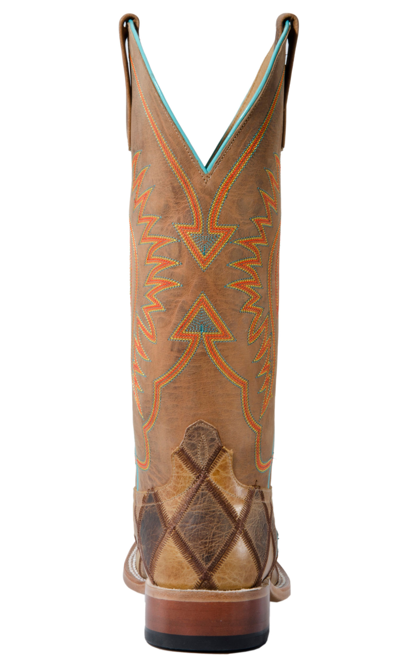 Anderson Bean Men's Crazy Train Brown Patchwork Wide Square Toe Boots - Image 1