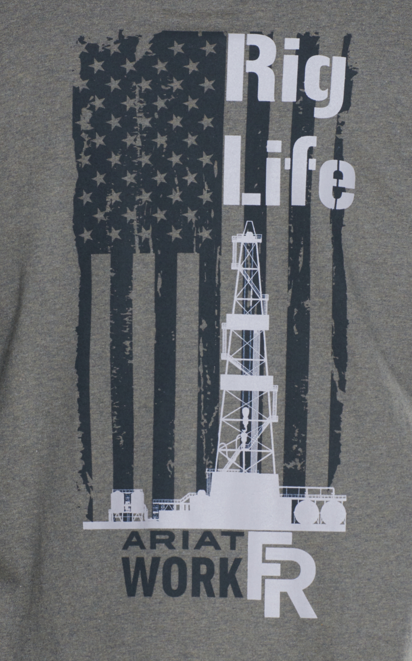 Ariat Men's Air Crew Graphite Heather Rig Life Long Sleeve FR Work T-Shirt - Image 1