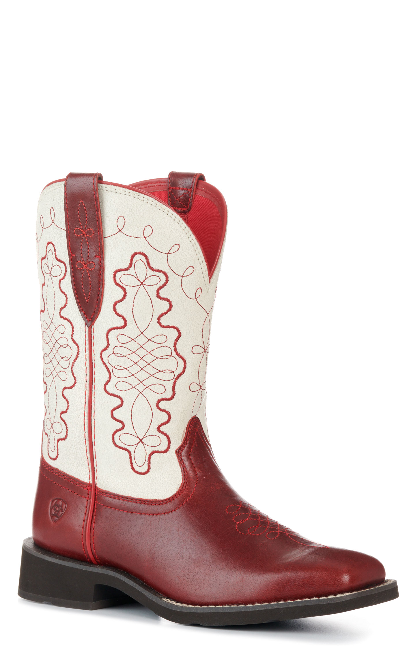 Ariat Women's Callie Cherry & Cream Wide Square Toe Cowboy Boots - Image 1