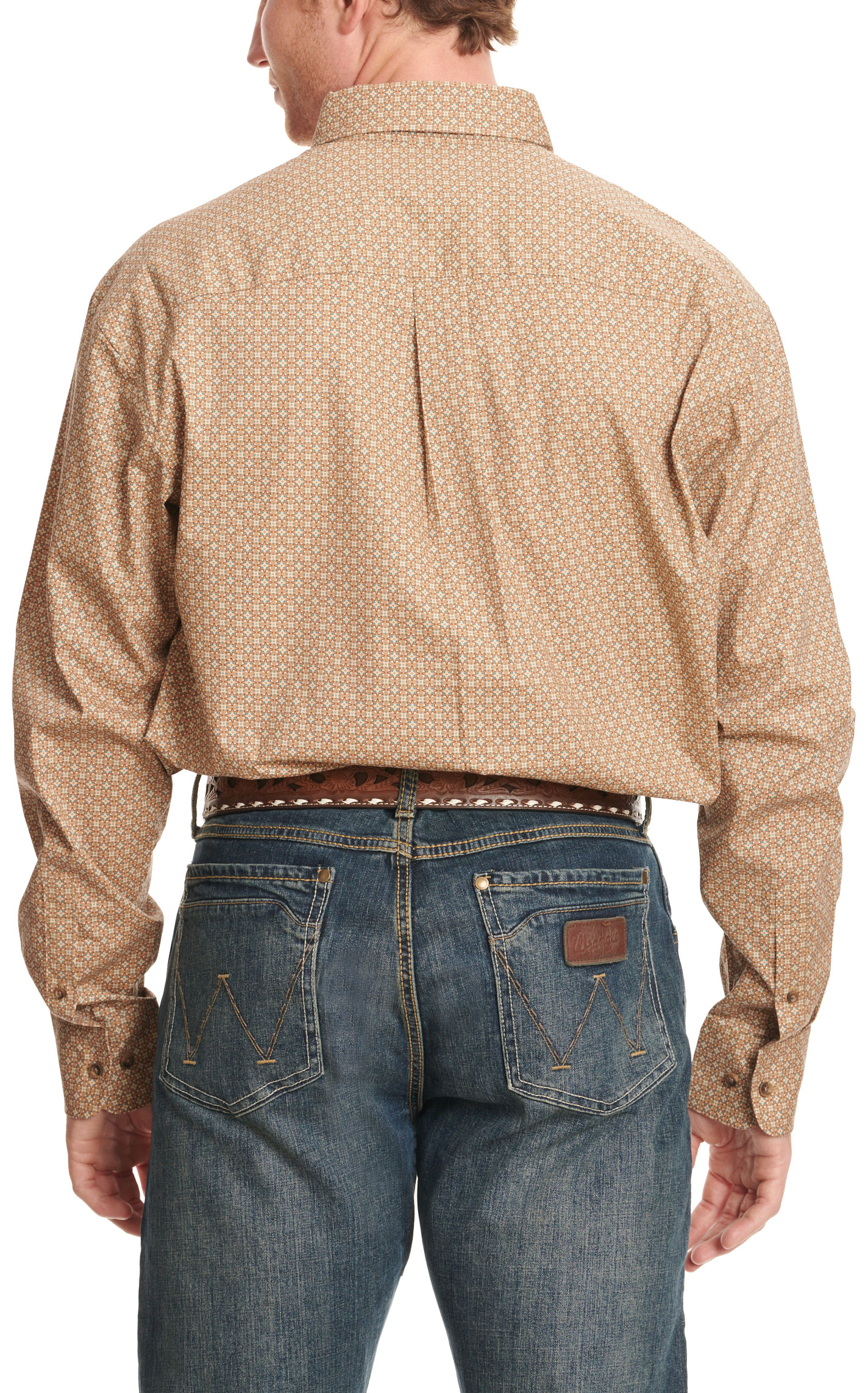 Wrangler Men's George Strait Collection Khaki Geo Print Western Shirt - Image 1