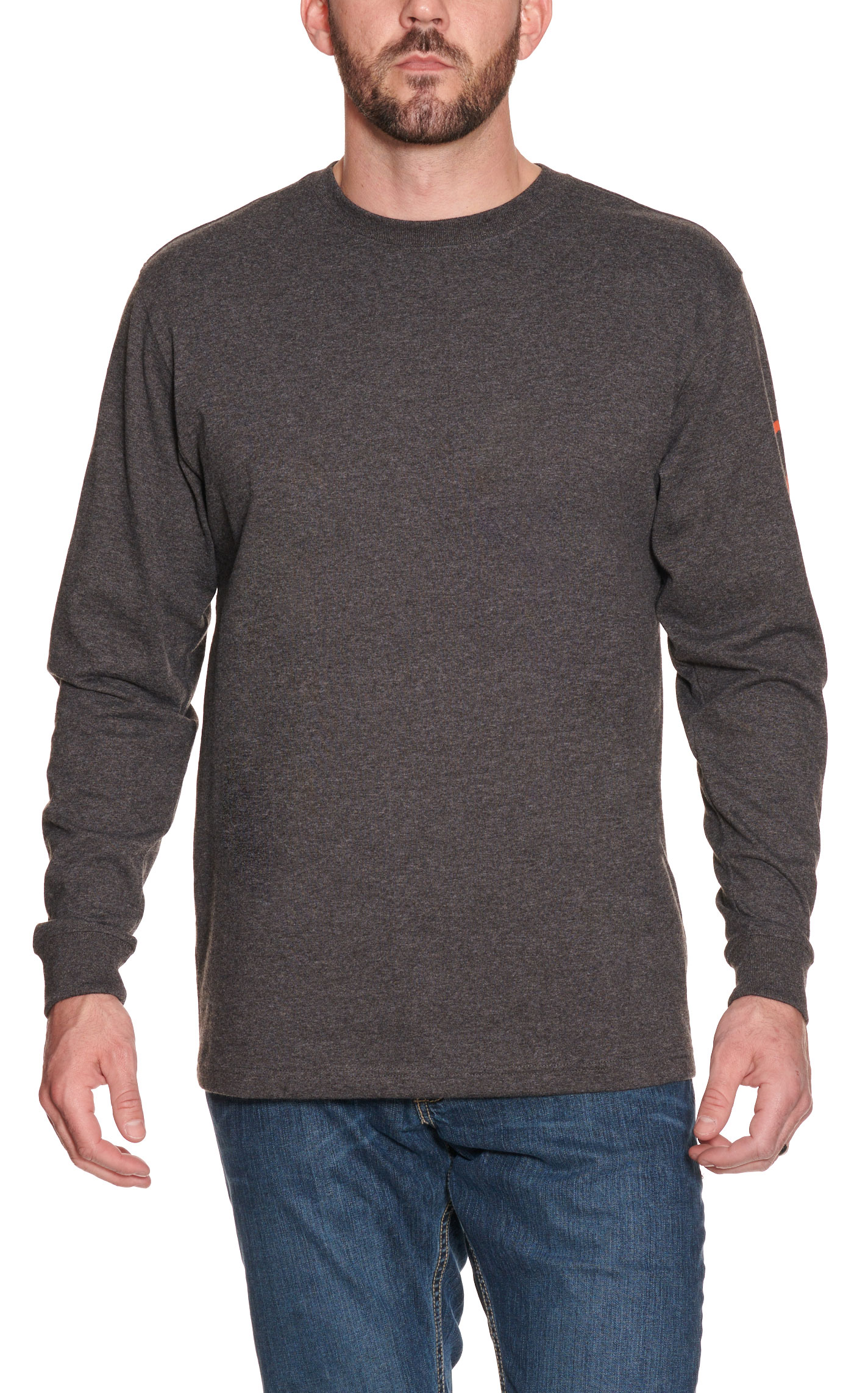 Carhartt Men's Heather Charcoal Logo Graphic Sleeve T-Shirt - Image 3