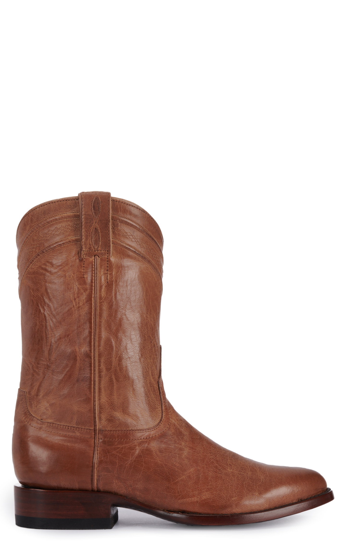 JRC & Sons Men's Todd Mad Dog Goat Leather Round Toe Roper Boot in Tan - Image 1