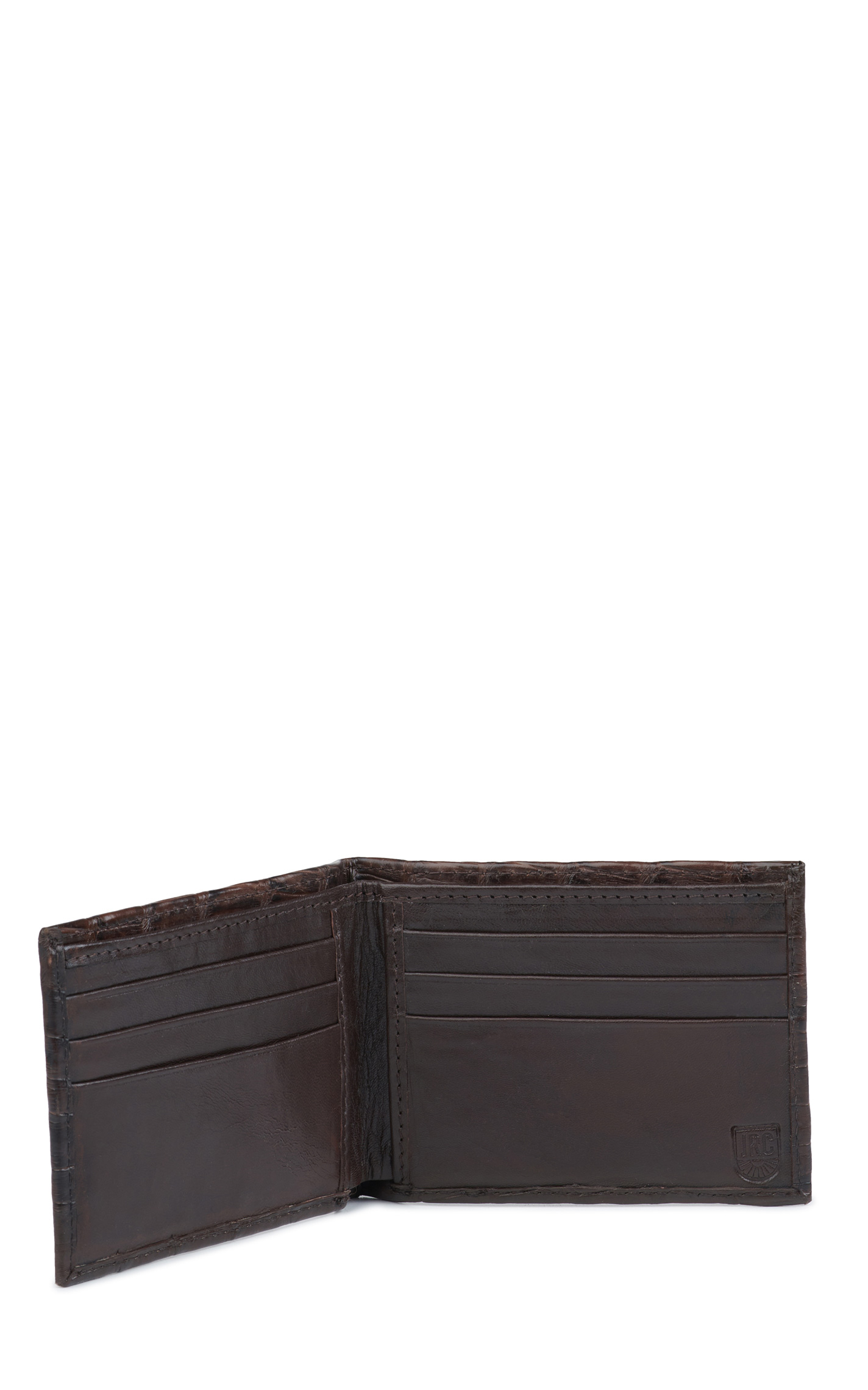 JRC & Sons Men's Brown Caiman Leather Bifold Exotic Wallet - Image 1