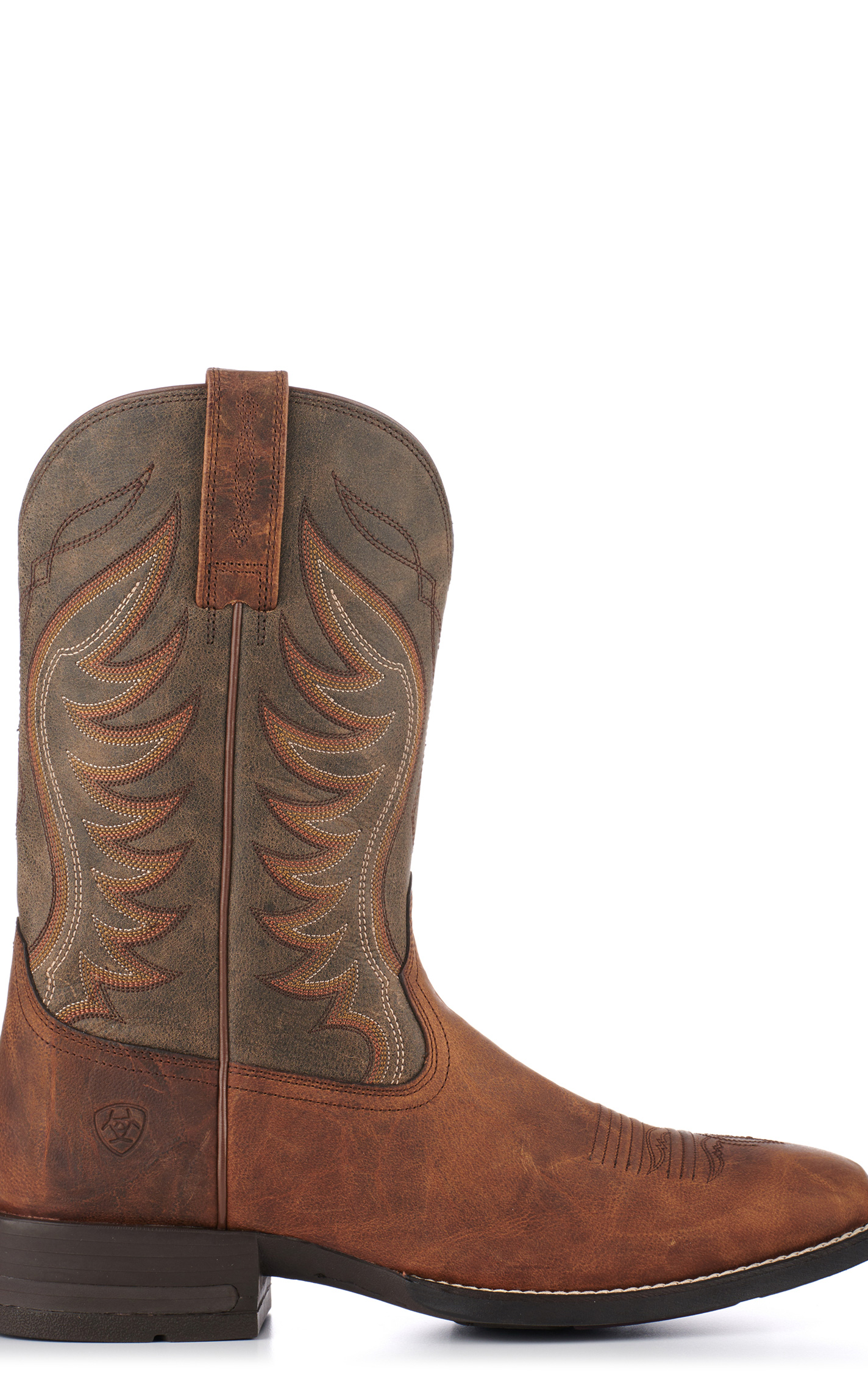Ariat Men's Amos Sorrel Brown & Olive Wide Square Toe Cowboy Boots - Image 1