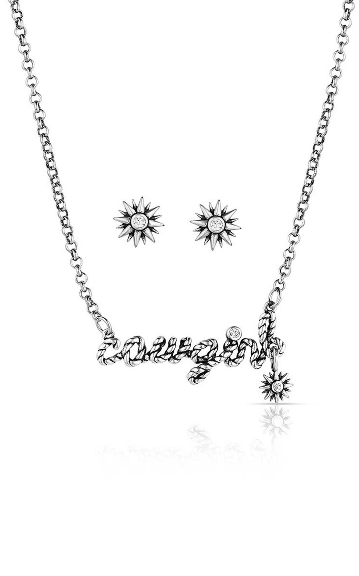 Montana Silversmiths Silver Cowgirl & Spurs Jewelry Set - Image 1