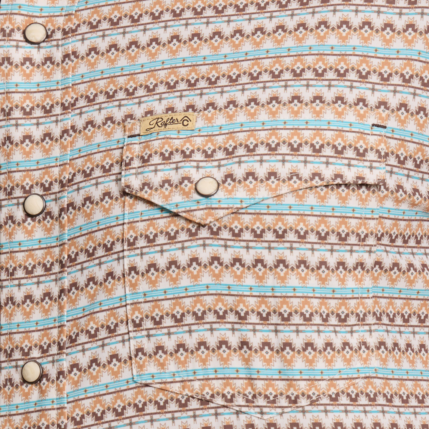 Rafter C Outdoors Men's Coffee Turquoise Aztec Fishing Shirt - Image 1