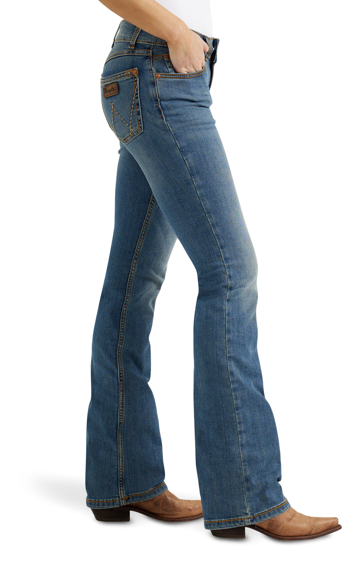 Wrangler Retro Women's Mae Deadwood Medium Wash Mid Rise Boot Cut Jeans - Image 1