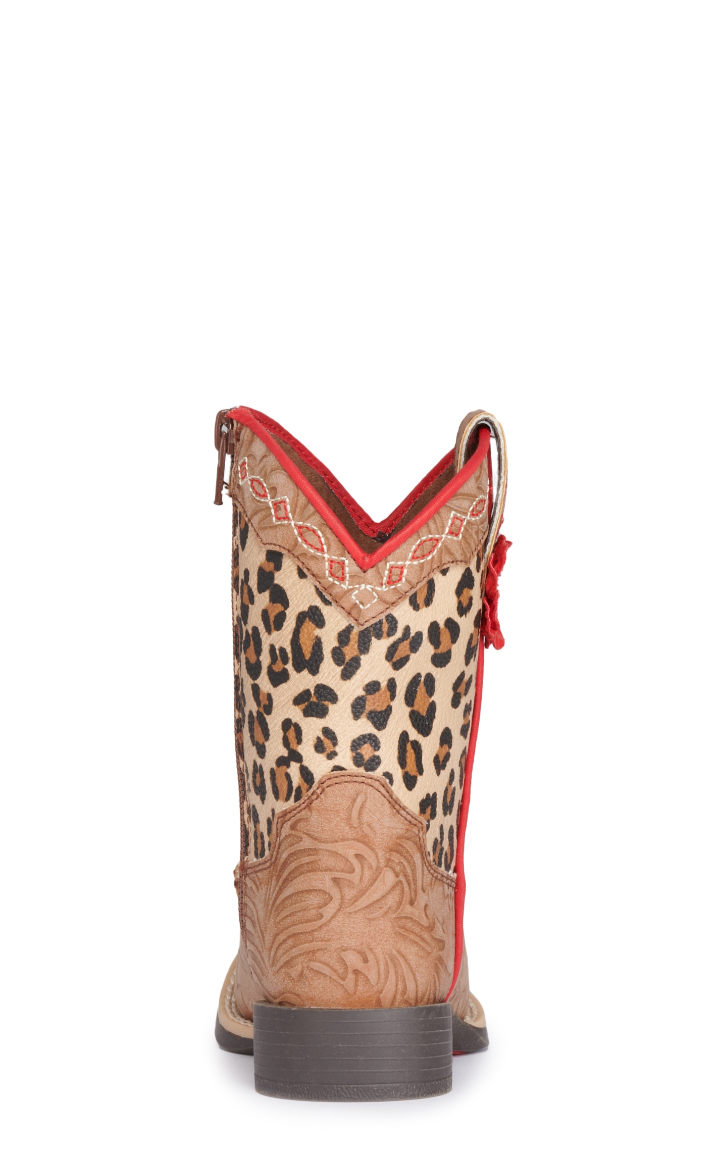 Twister Toddlers' Avery Tan Floral Embossed and Leopard Print Square Toe Cowboy Boots - Image 1