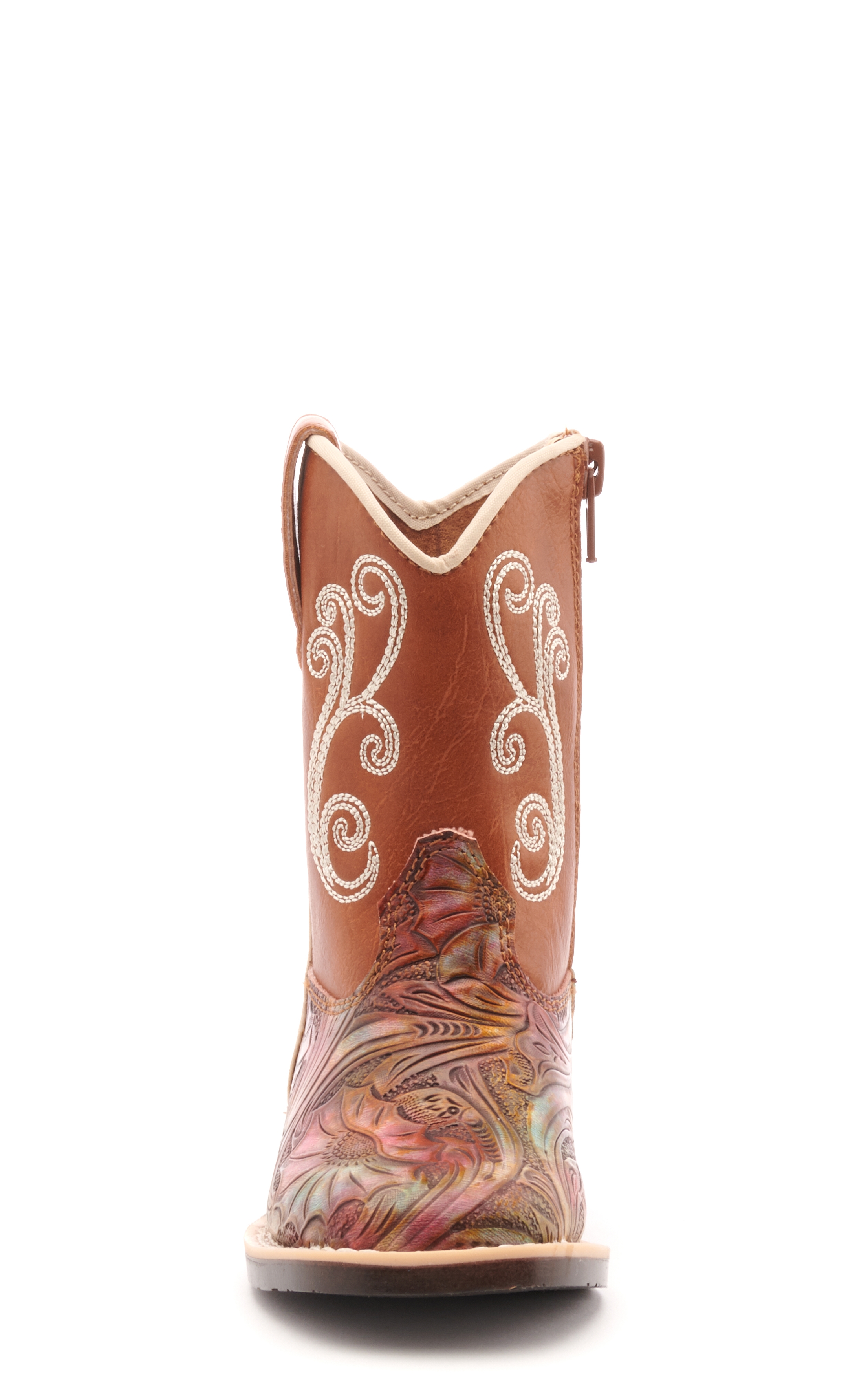 Twister Toddler Multi Color Embossed and Rust Square Toe Cowboy Boots - Image 1