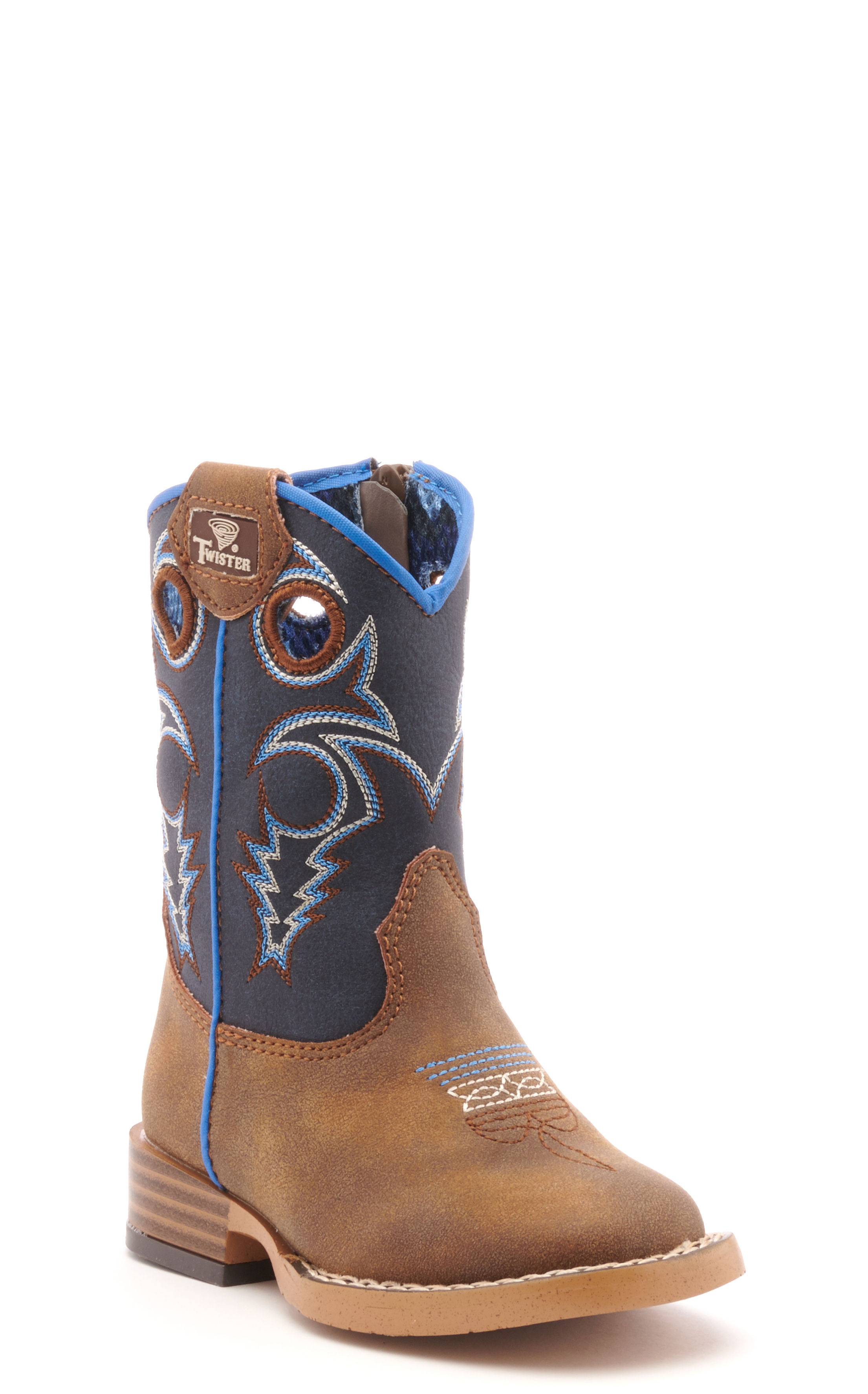 Twister Toddler Ben Baby Bucker Brown and Navy Square Toe Cowboy Boots - Image 1