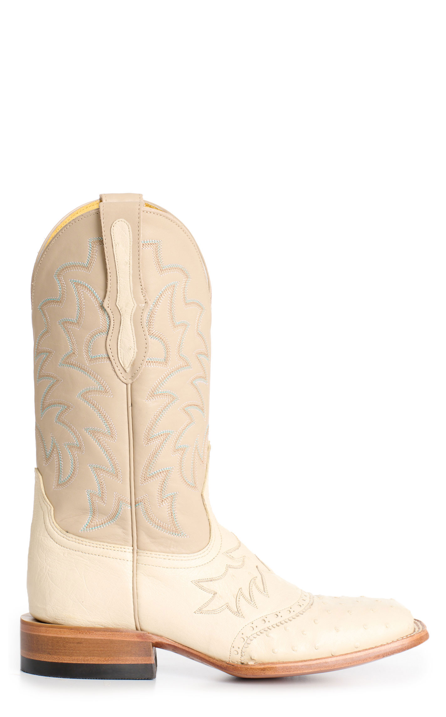 Cavender’s Women's Ivory Ostrich Wide Square Toe Horseman Boots - Image 1