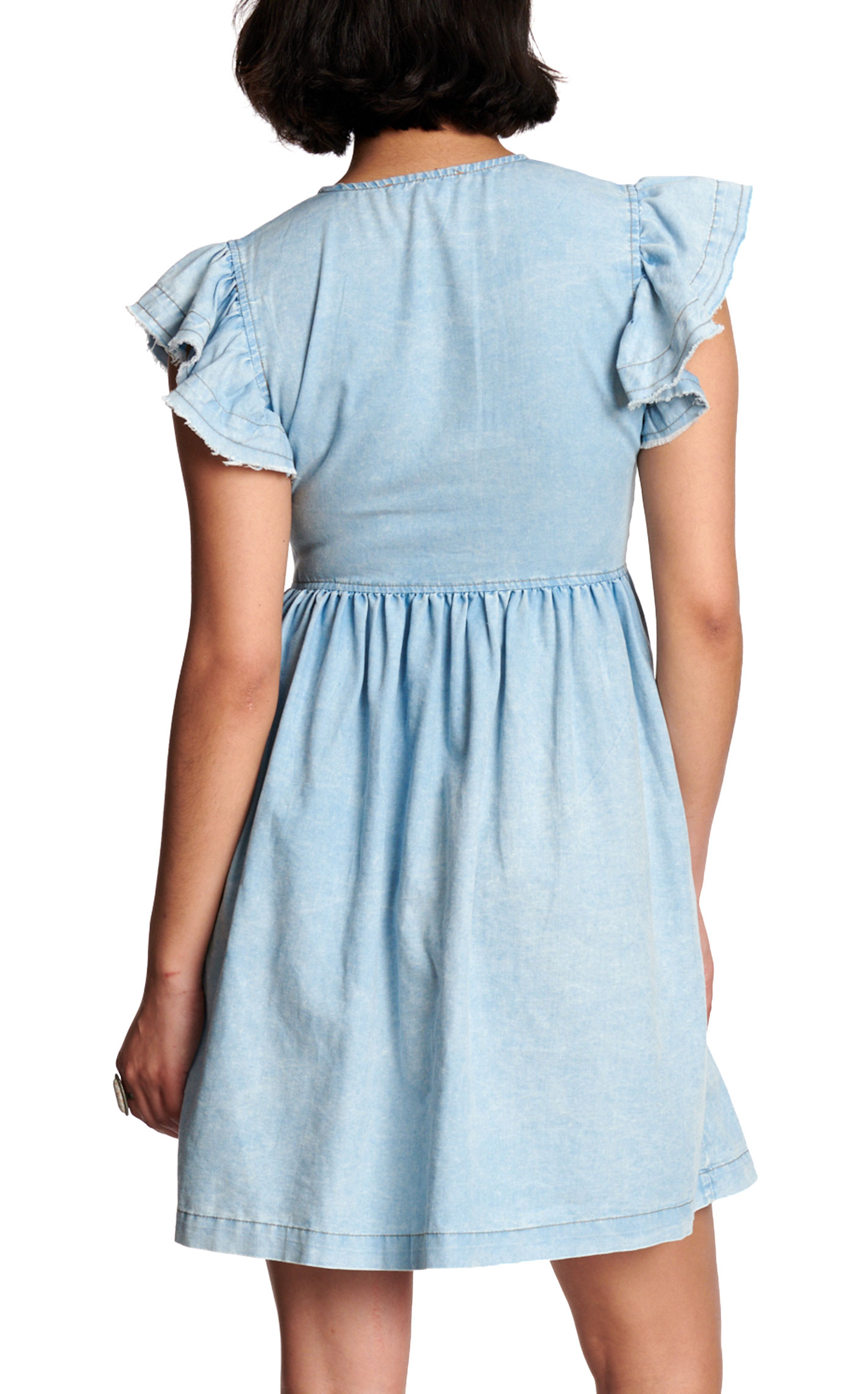 Blue B Women’s Light Wash Denim Tie Front Dress - Image 1