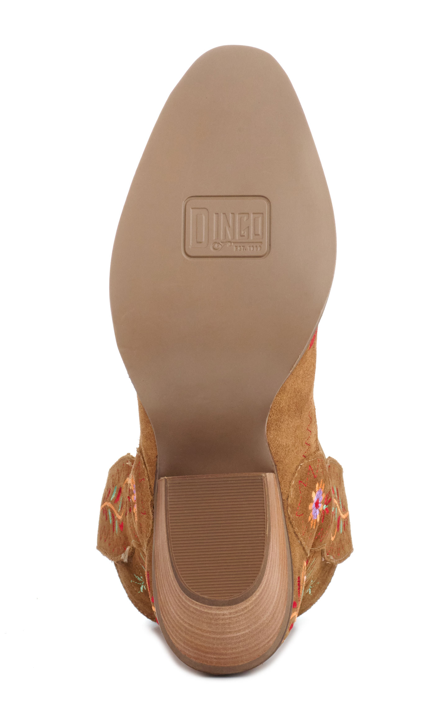 Dingo Women's Sugar Bug Camel Suede with Floral Embroidery Round Toe Booties - Image 1