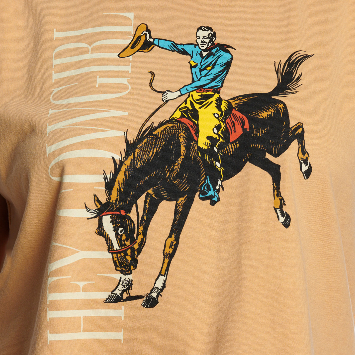 Howdy Hanny Women's Mustard Hey Cowgirl Graphic Cropped Top - Image 1
