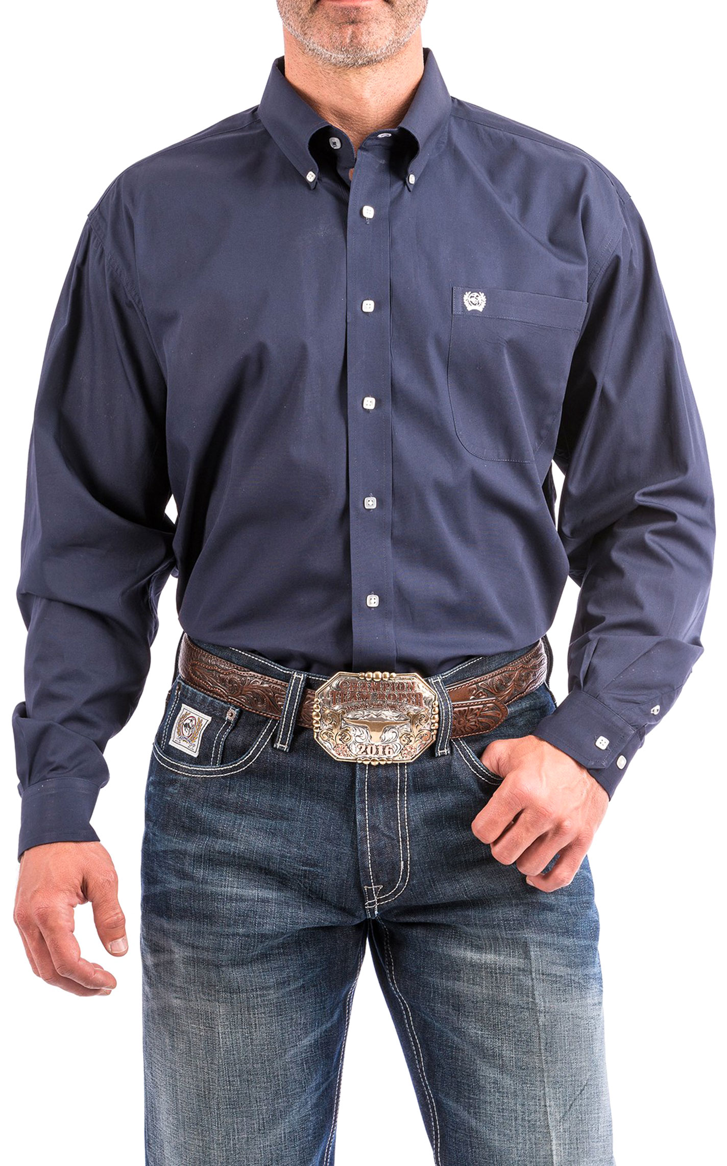 Cinch Men's Solid Navy Western Shirt - Image 1