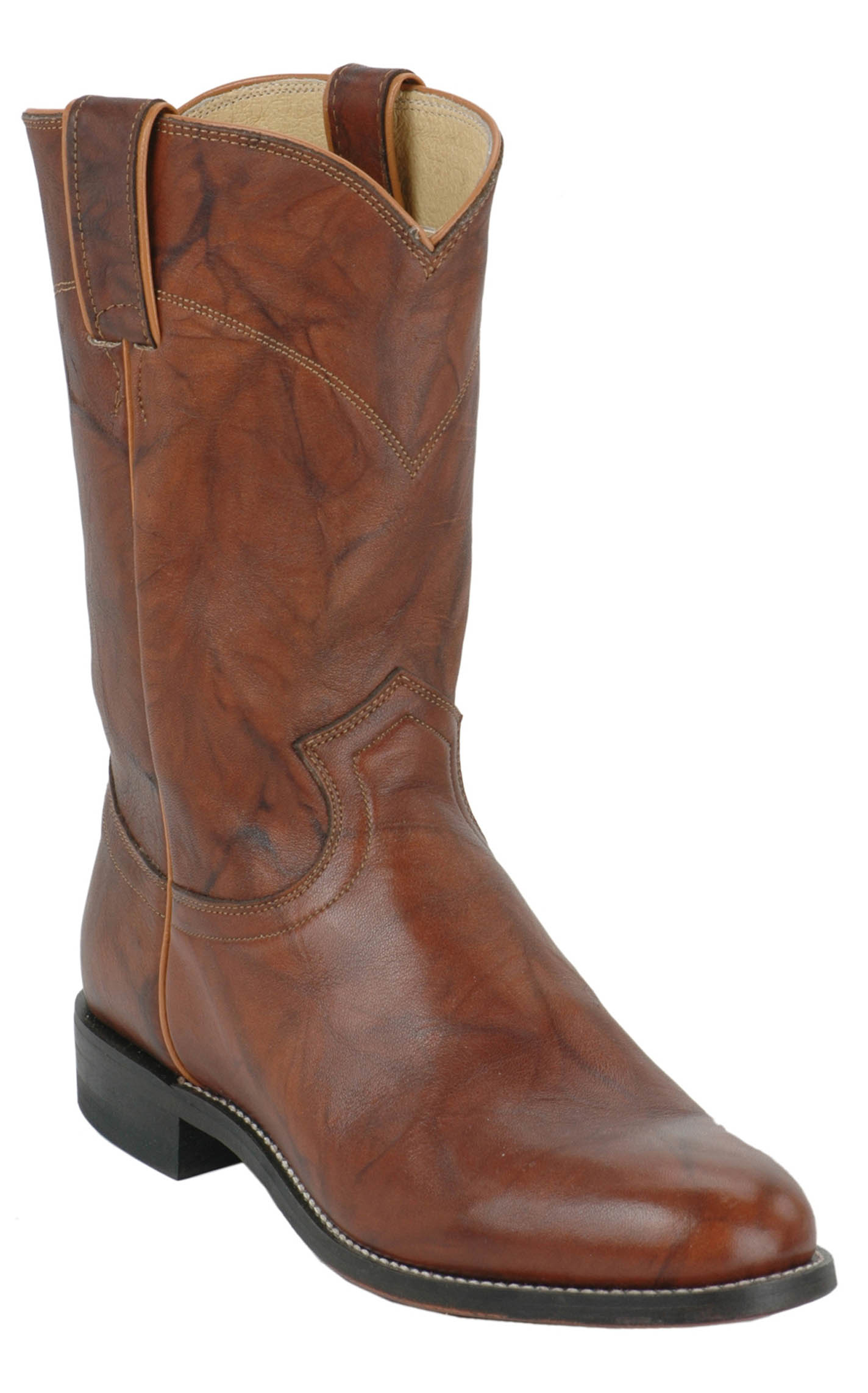 Justin Men's Chestnut Marbled Deerlite Leather Roper Boots - Image 1