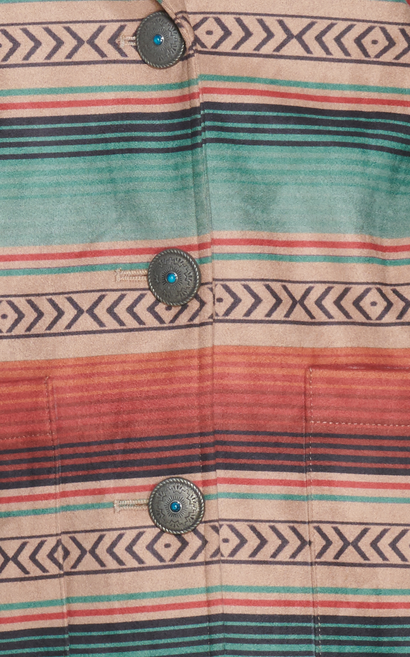 Fashion Express Women's Turquoise and Tan Serape Blazer Jacket - Image 1