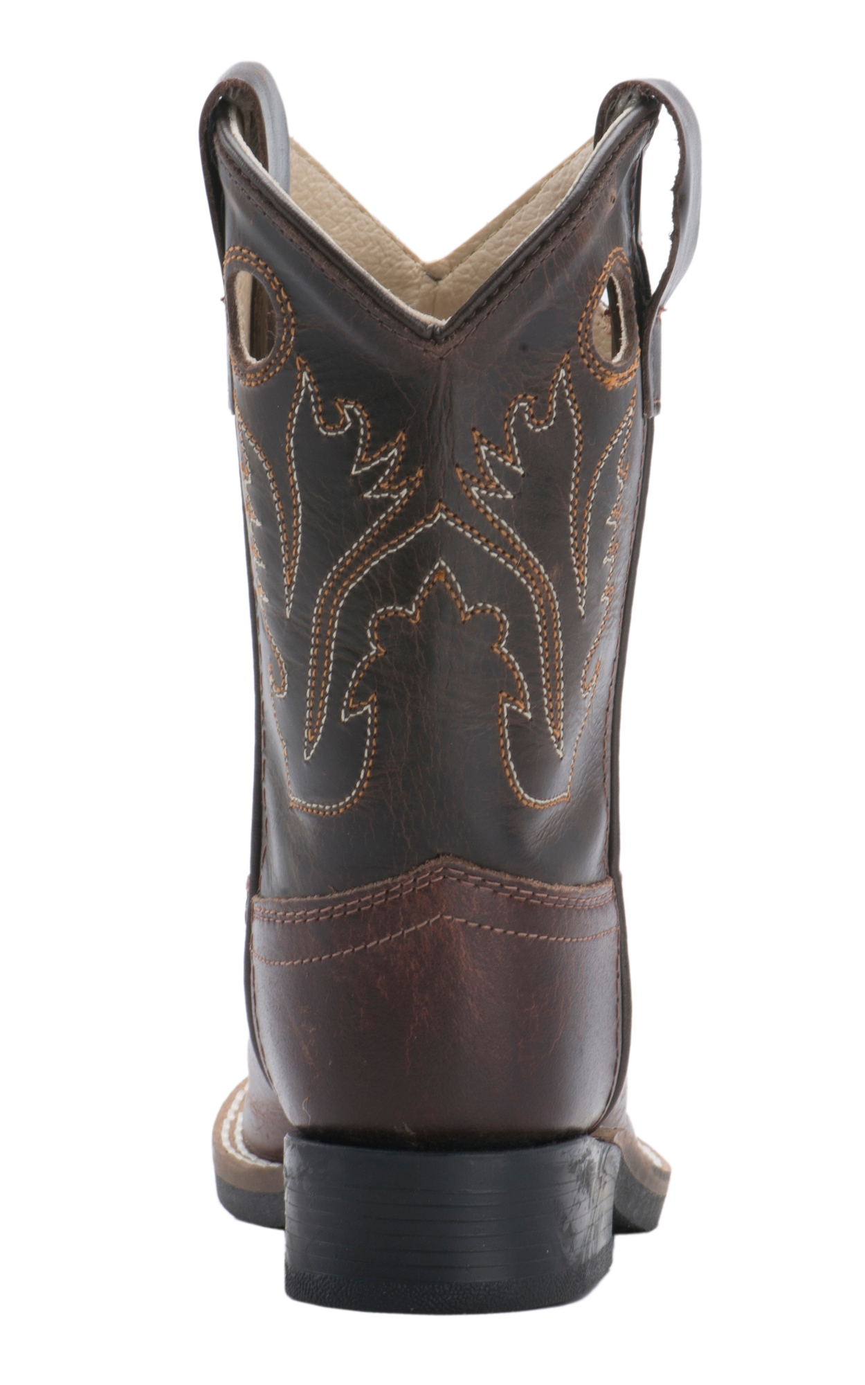 Old West Toddler Brown and Dark Brown Corona Calf Leather Square Toe Cowboy Boots - Image 1