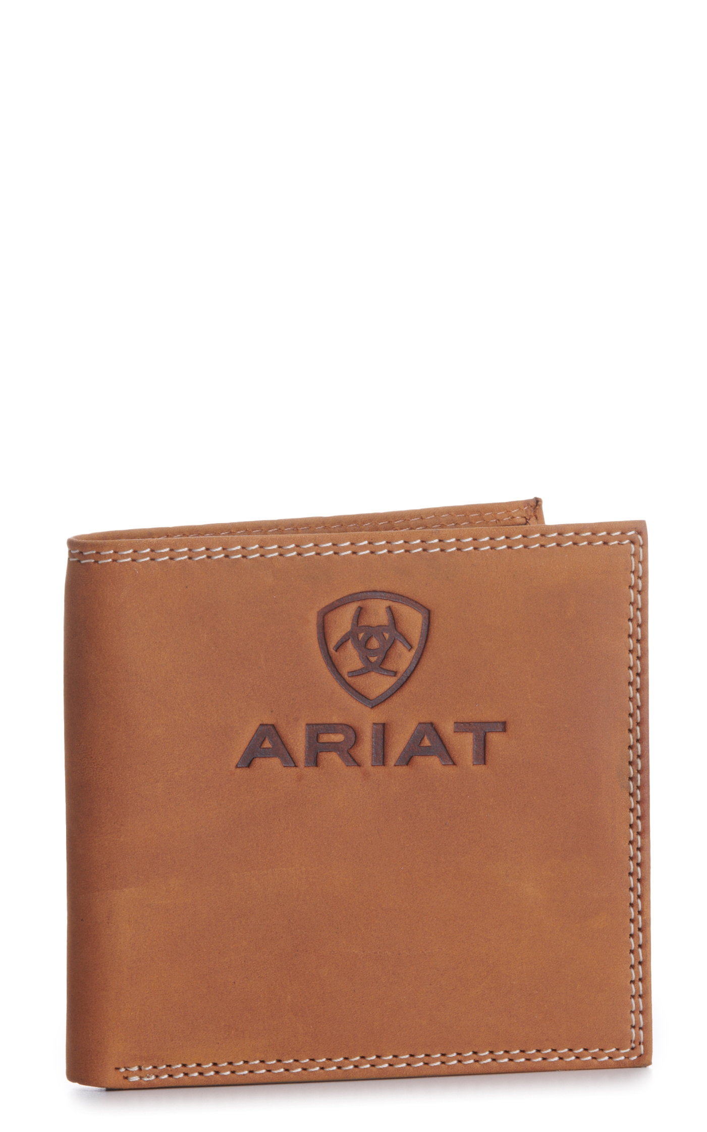 Ariat Men's Tan Embossed Logo Bifold Wallet - Image 1