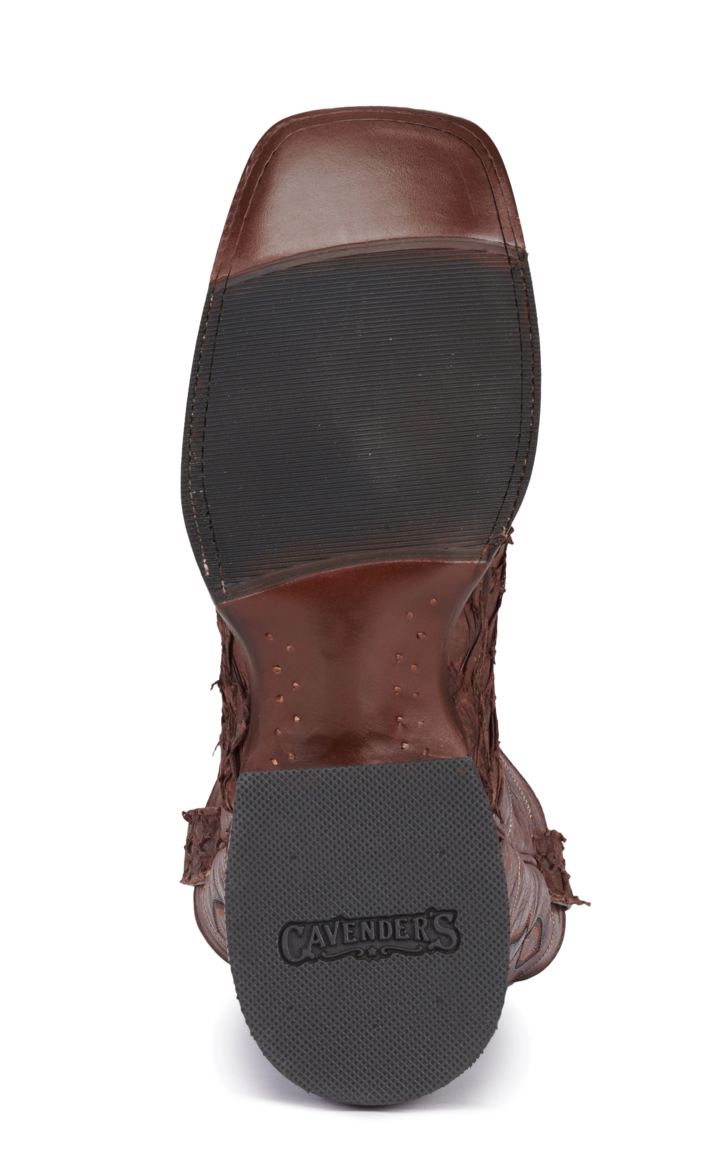 Cavender's Men's Bonham Cigar Pirarucu and Chocolate Wide Square Toe Exotic Cowboy Boots - Image 1