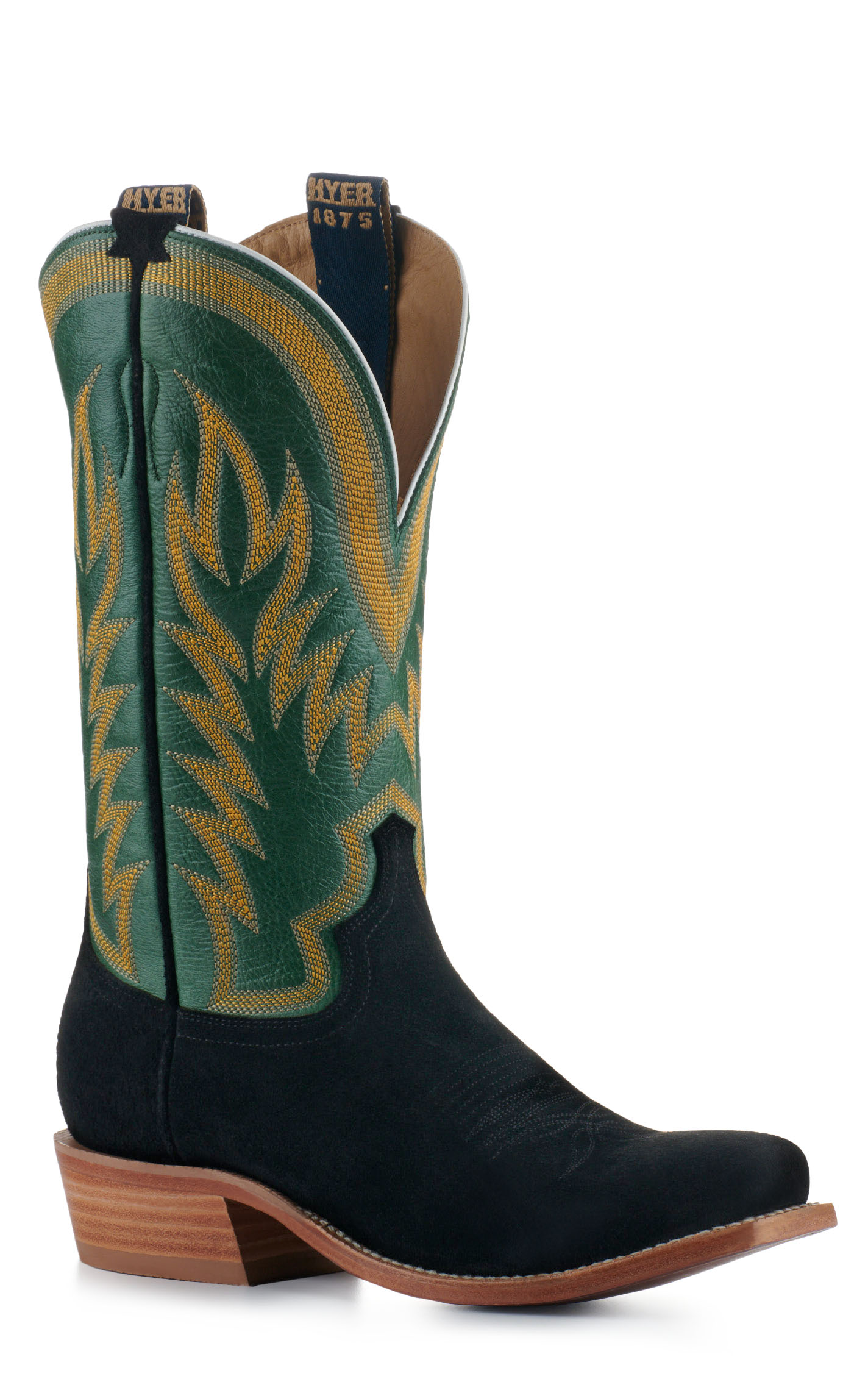 Hyer Men's Culver Green Vintage and Black Roughout Punchy Square Toe Cowboy Boots - Image 1