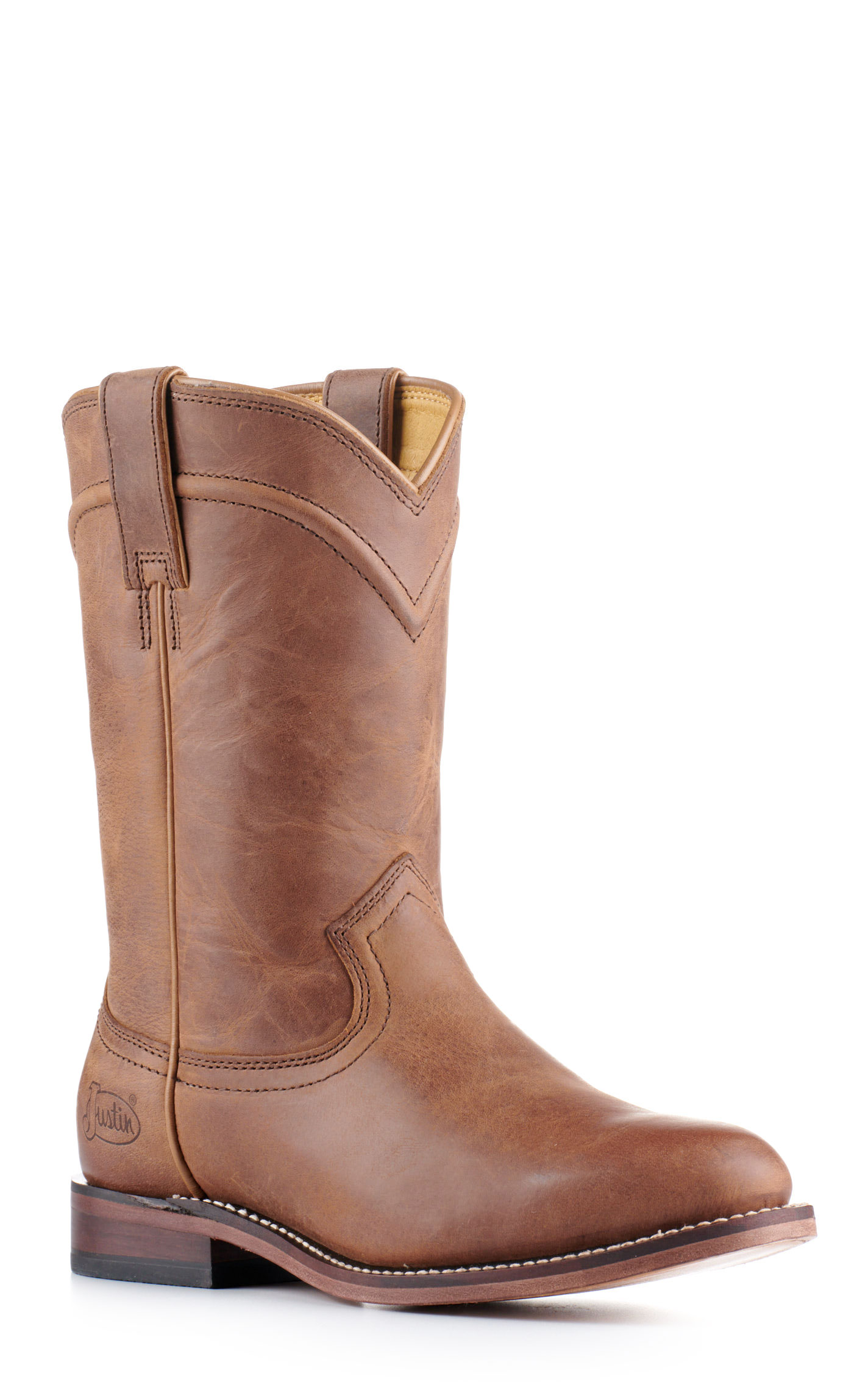 Justin Women's Holland Tan Round Toe Roper Cowboy Boots - Image 1