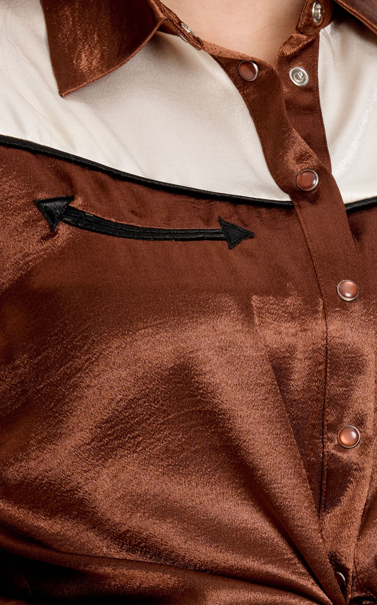 Rockin C Women's Rich Brown Silky Western Top - Image 1