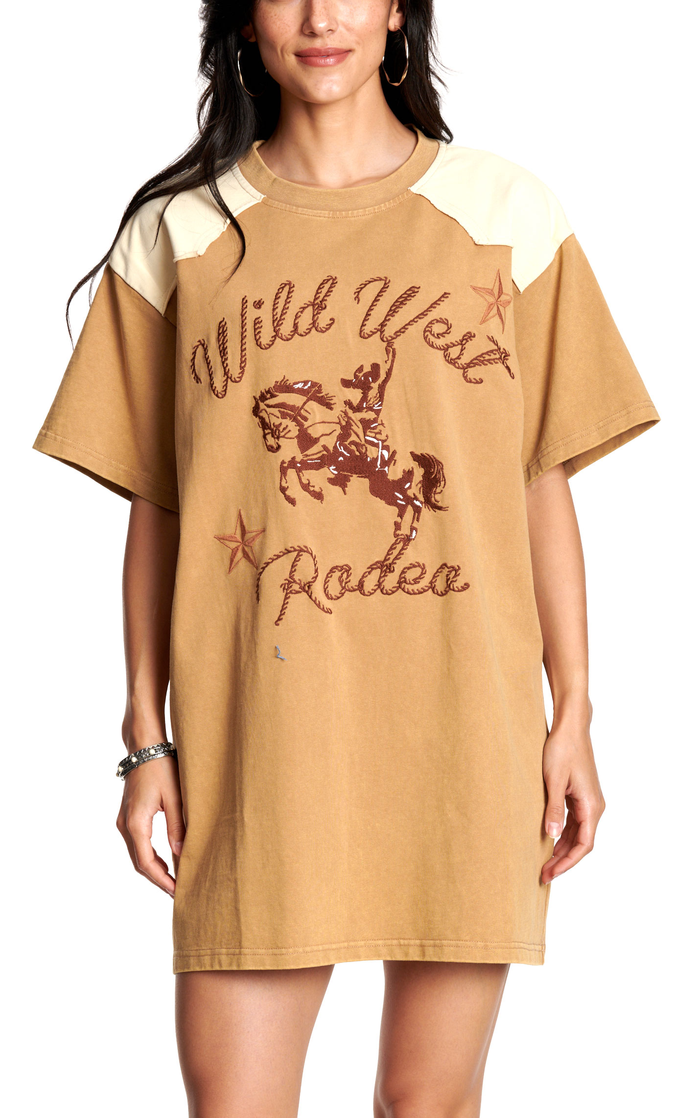 Blue B Women's Washed Taupe Graphic T-Shirt Dress - Image 2