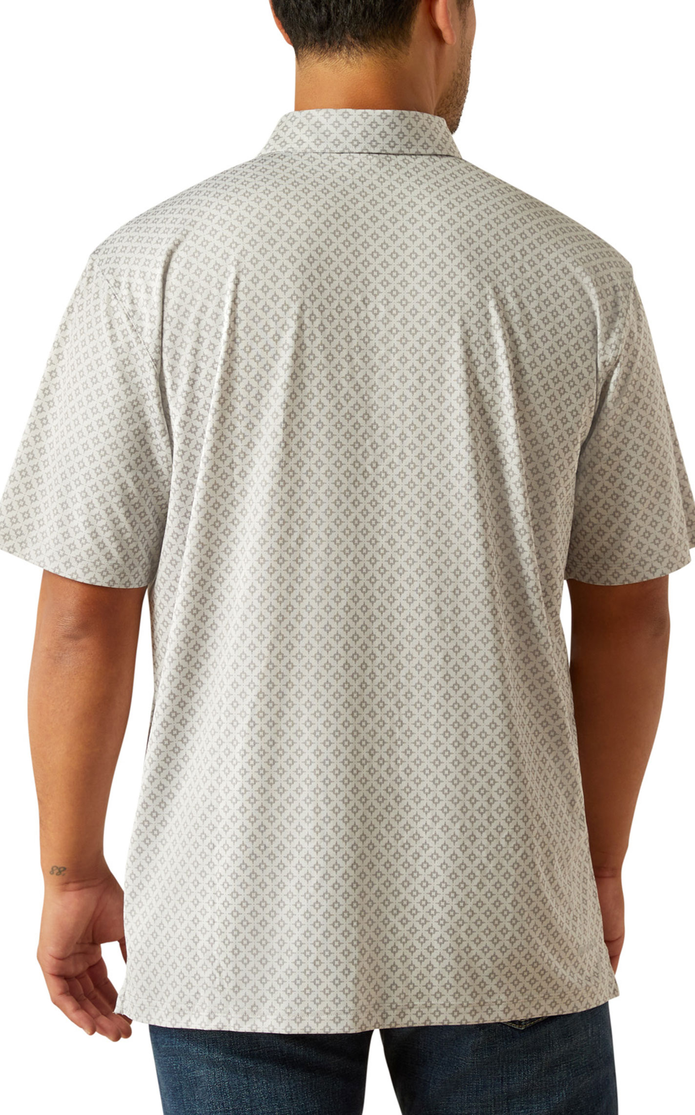 Ariat Men's 360 AirflowDark Gray Geo Vented Fabric Polo - Image 1