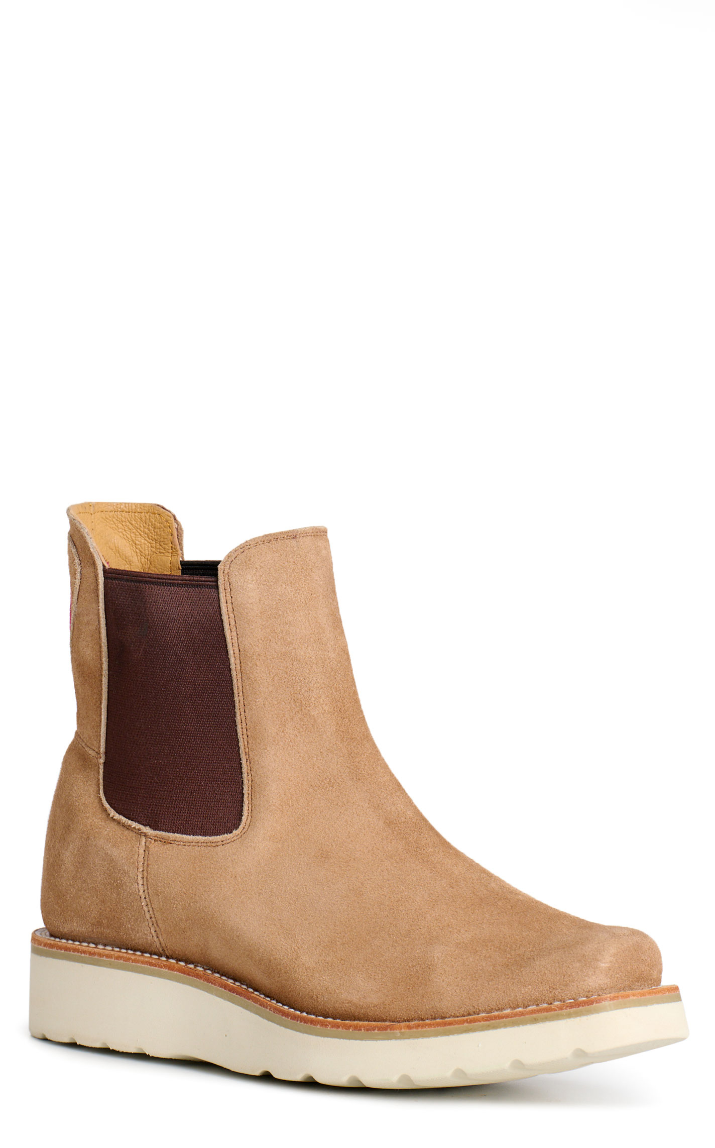 Anderson Bean Women's Macie Bean Tan Suede Square Toe Wedge Booties - Image 1