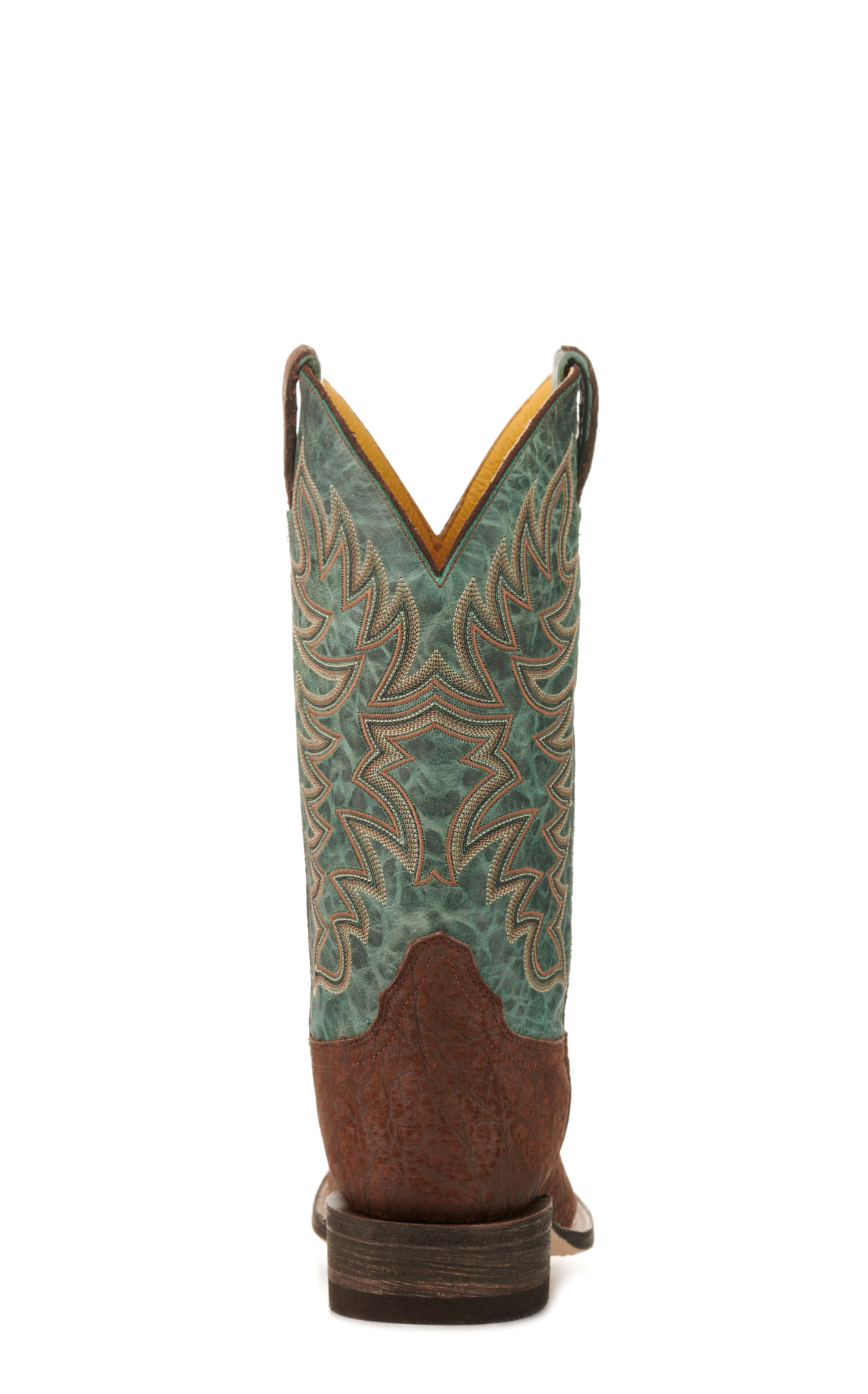 Cavender's Men's Endurance Teal and Chocolate Elephant Wide Square Toe Exotic Cowboy Boots - Image 1