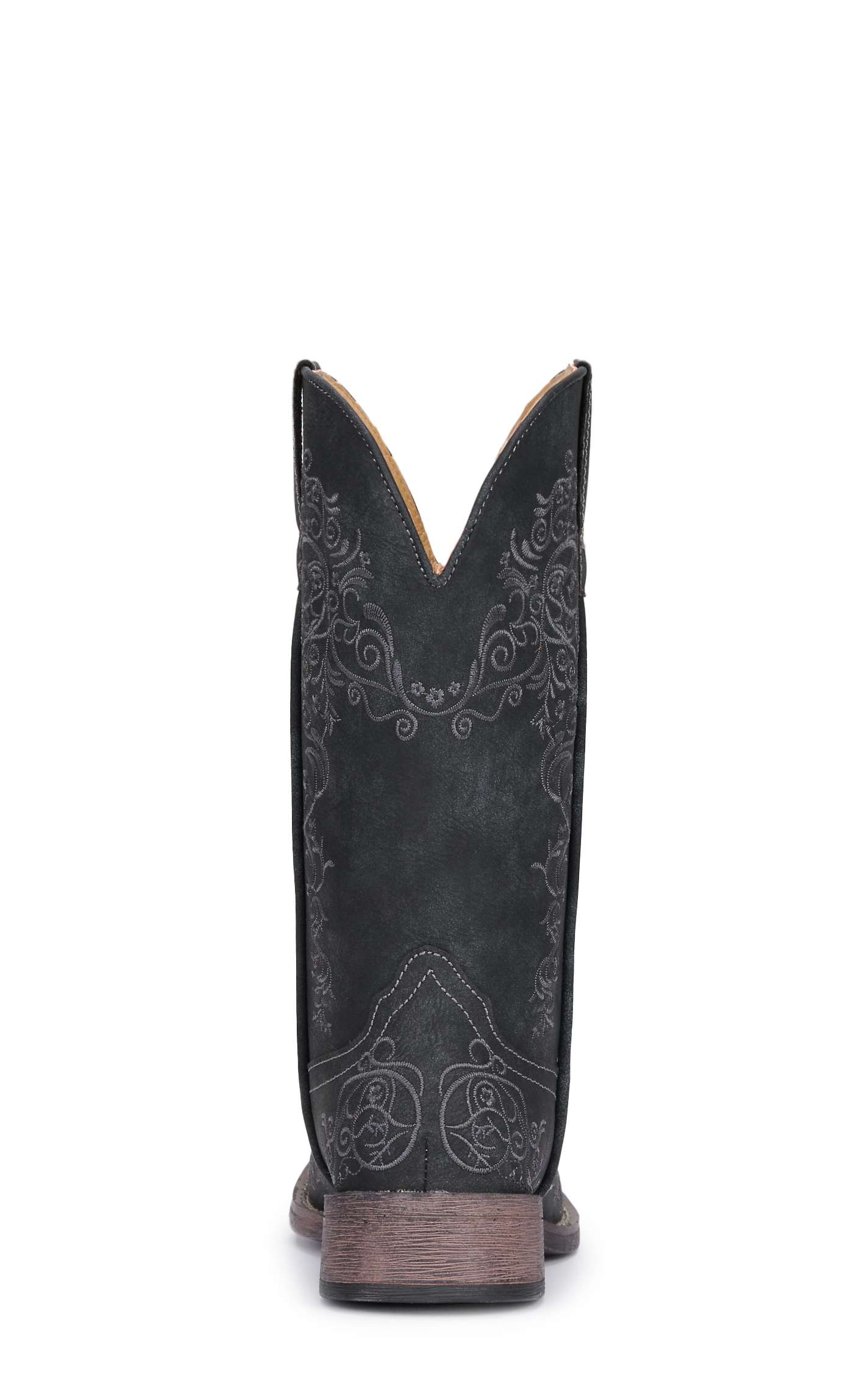 Roper Women's Black Bomber with Scroll Embroidery Wide Square Toe Cowboy Boots - Image 1