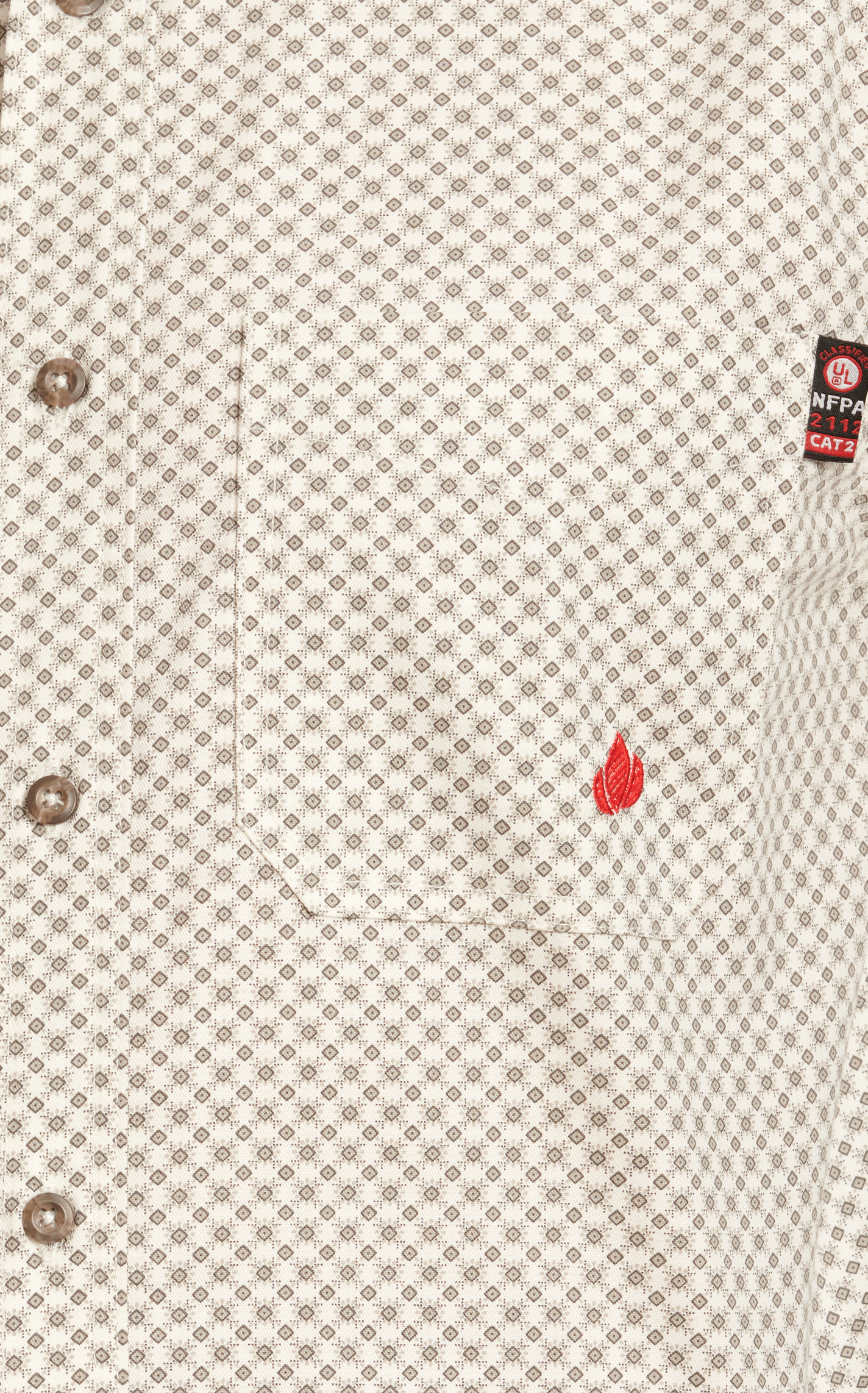 Forge Men's White & Gray Geo Print Long Sleeve FR Work Shirt - Image 3