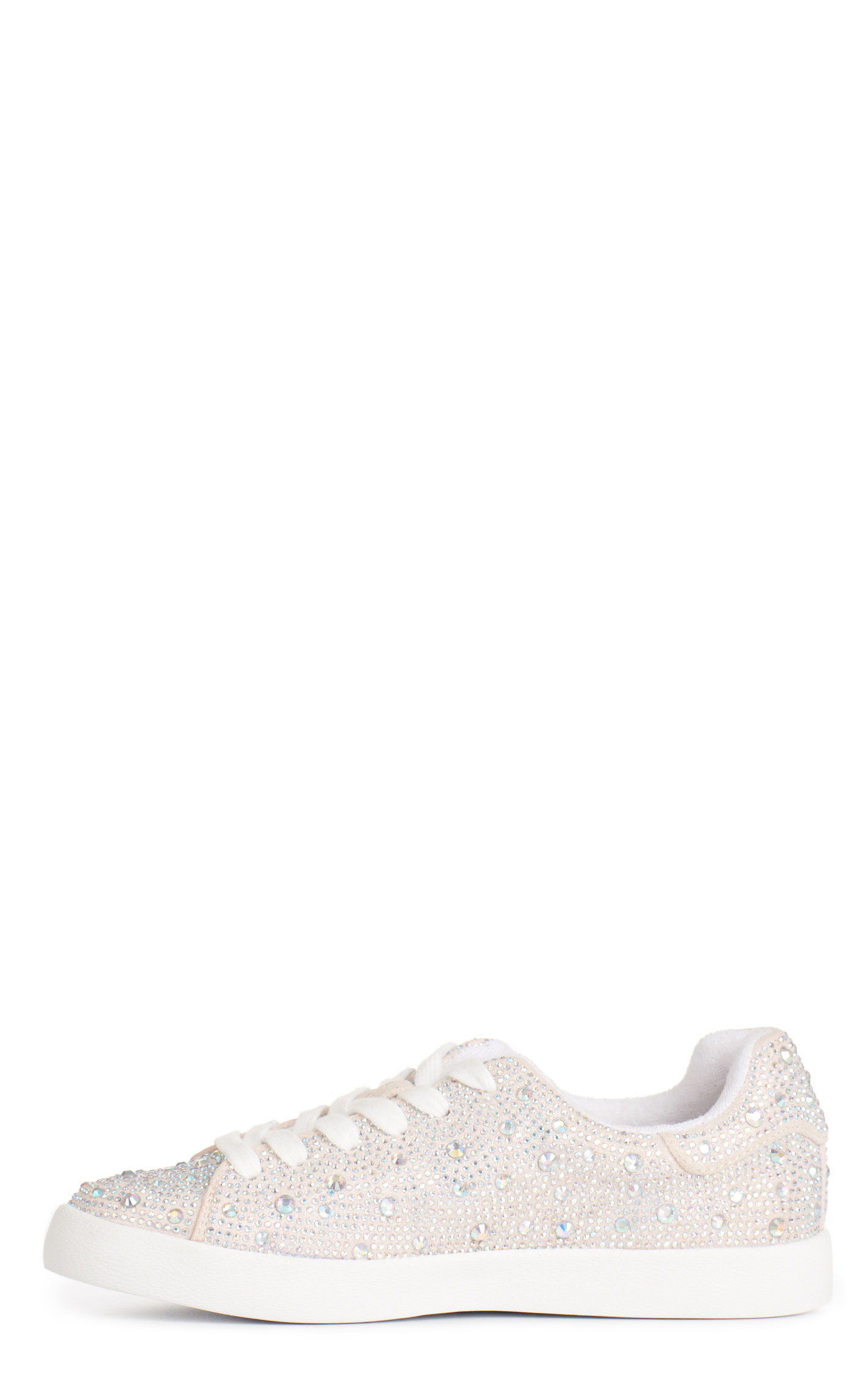 Very G Women's Cream Rhinestone Covered Casual Sneakers - Image 1