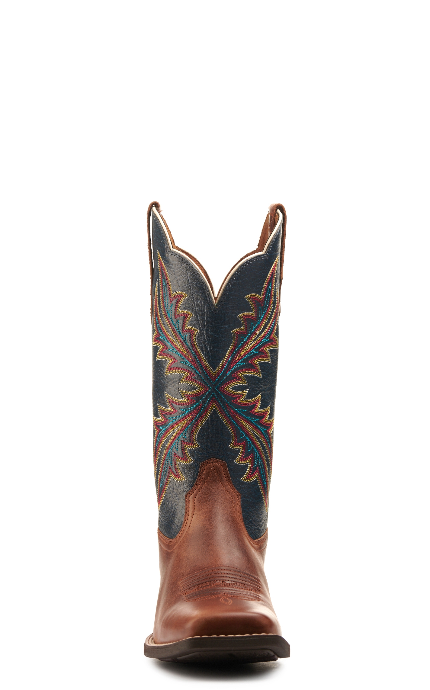 Ariat Women's West Bound Russet Rebel and Crackle Navy Shock Shield Wide Square Toe Cowboy Boots - Image 1