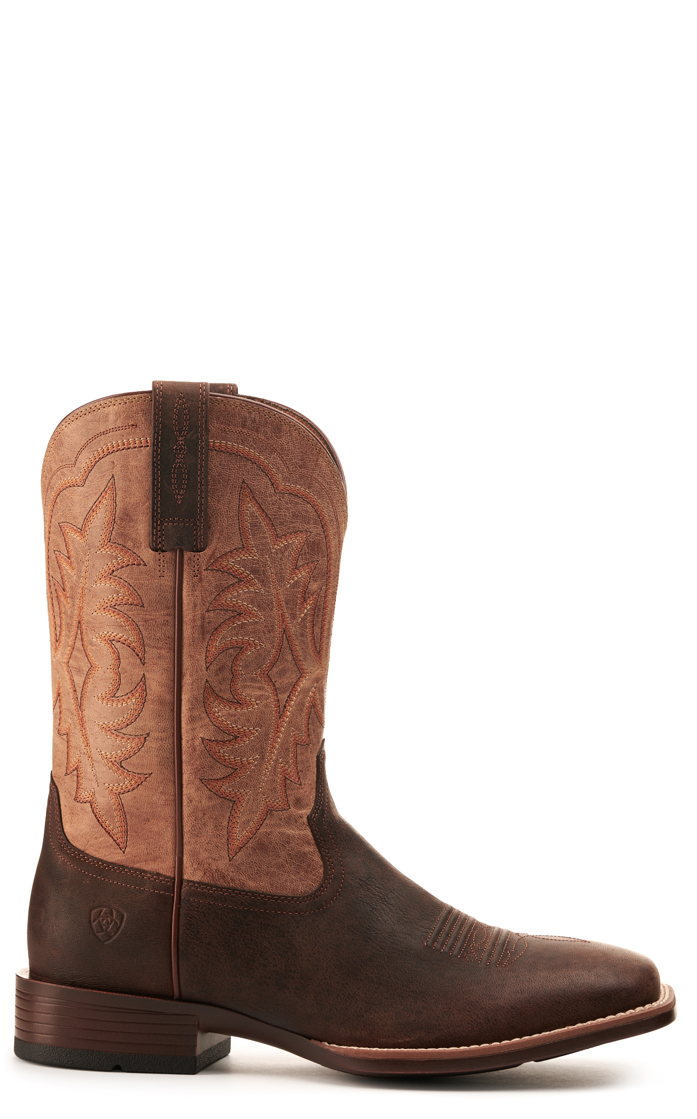 Ariat Men's Ryden Ultra Dark Roast Brown and Weathered Pebble Bantamweight Wide Square Toe Cowboy Boot - Image 1