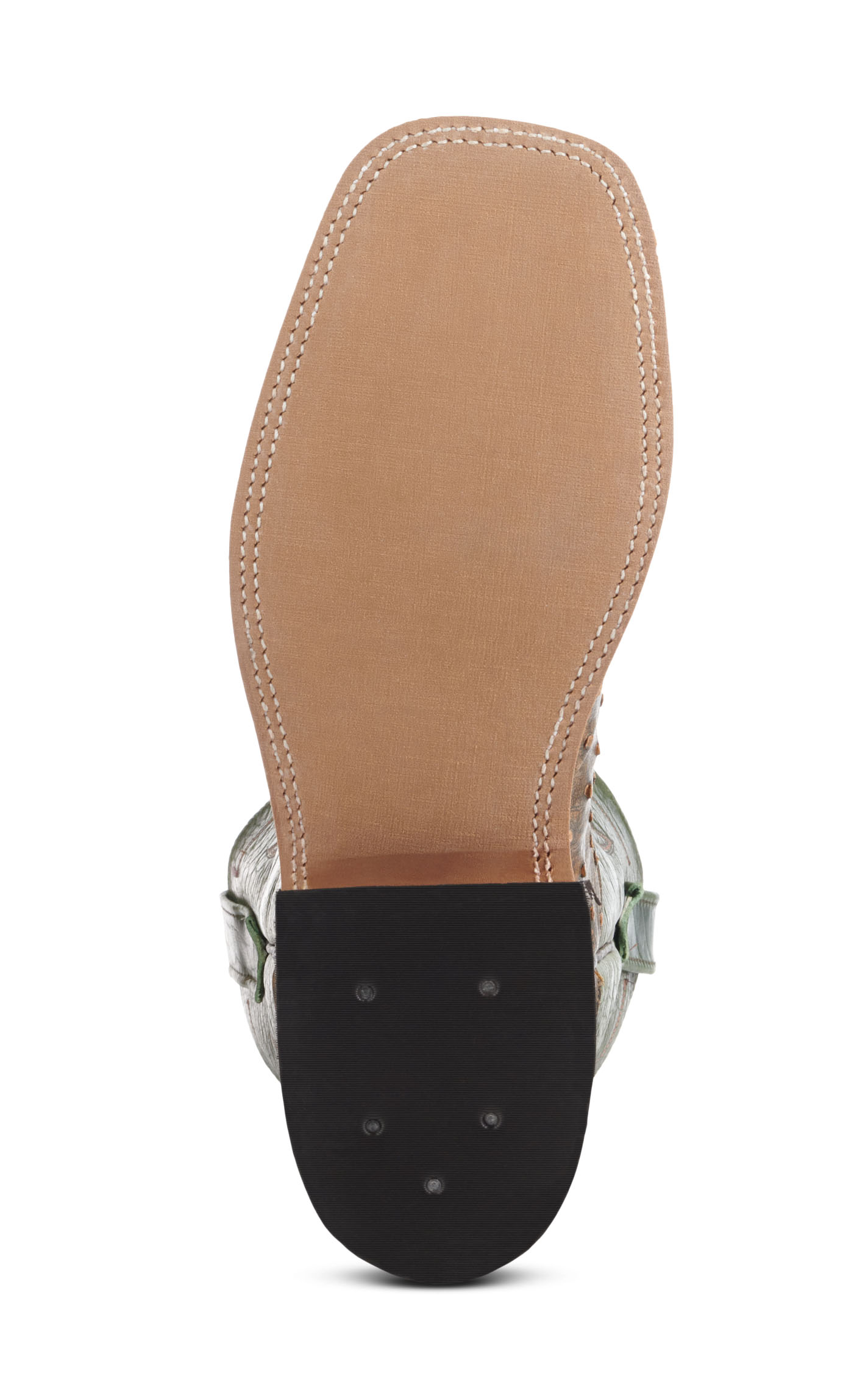 Anderson Bean Men's Jade and Antique Brown Full Quill Ostrich Square Toe Exotic Cowboy Boots - Image 1